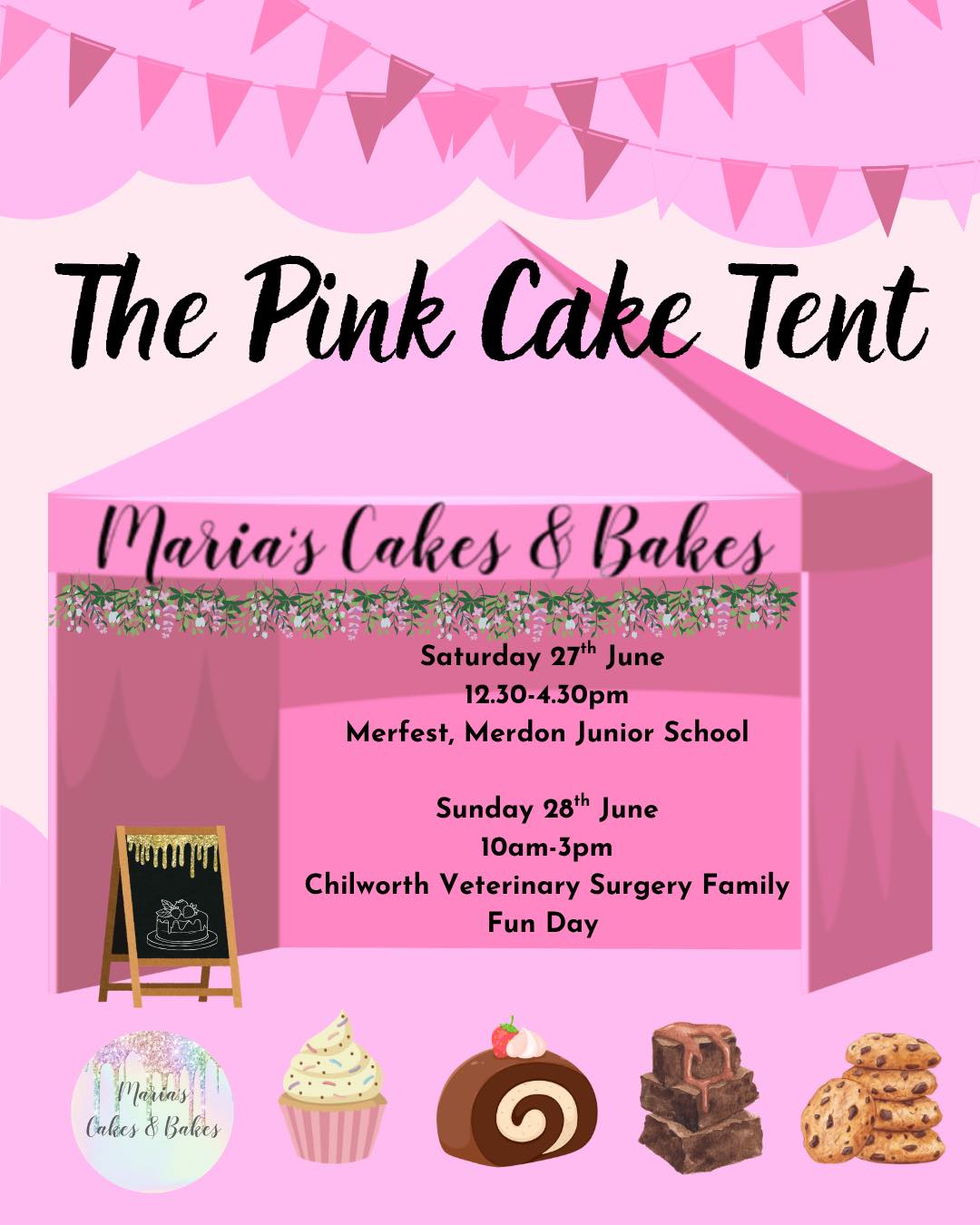 ✨ The Pink Cake Tent is back out this weekend! ✨🎀
Come and find Maria’s Cakes & Bakes for a belly full of sweet treats 🍰💖
📍 Sunday 27th June
⏰ 12-4pm
📌 Merfest, Merdon Junior School
📍 Sunday 28th June
⏰ 10am-3pm
📌 Chilworth Veterinary Surgery Family Fun Day
I’ll have a delicious selection of cakes, bakes, and goodies waiting for you 😍 Come say hello and treat yourself (or someone else 😉)
#thepinkcaketent #mariascakesandbakes #downtoncuckoofair #fryernfuntasia #localbaker #supportsmallbusiness #hampshireevents #cakebusiness #bakersofinstagram #homemadebakes #ukbaker #cakestagram #instabakes #sweettooth #weekendplans #treatyourself #cupcakes #brownies #cookies #cakepopup