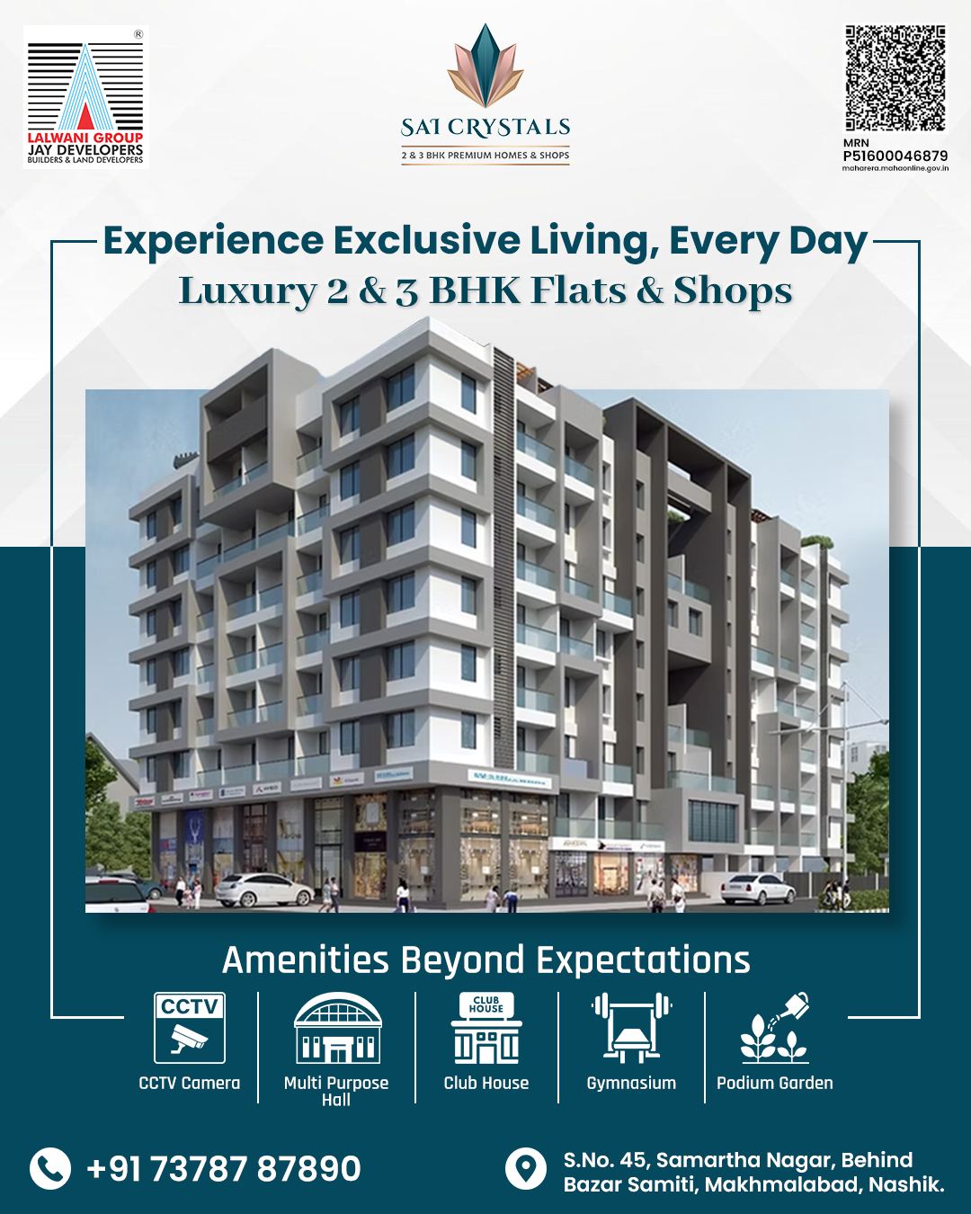 ✨ Luxury begins with the amenities you enjoy every day.
Experience premium living at Sai Crystals, where every detail is designed for comfort, convenience, and peace of mind. From a modern clubhouse and fully equipped gymnasium to a multipurpose hall, podium garden, and 24/7 CCTV security, everything you need is right where you live.
📍 Sai Crystals, Samartha Nagar, Behind Bazar Samiti, Makhmalabad, Nashik
📞 Book your site visit today: +91 73787 87890
#SaiCrystals #LuxuryLiving #2BHKHomes #3BHKHomes #PremiumHomes #NashikRealEstate #DreamHome #ModernLiving #LuxuryLifestyle #ClubhouseLife #Gymnasium #PodiumGarden #ReadyToInvest #HomeGoals #JayDevelopers #NashikHomes #PremiumAmenities #RealEstateNashik #PropertyInvestment #LiveBetterEveryDay 🏡✨
