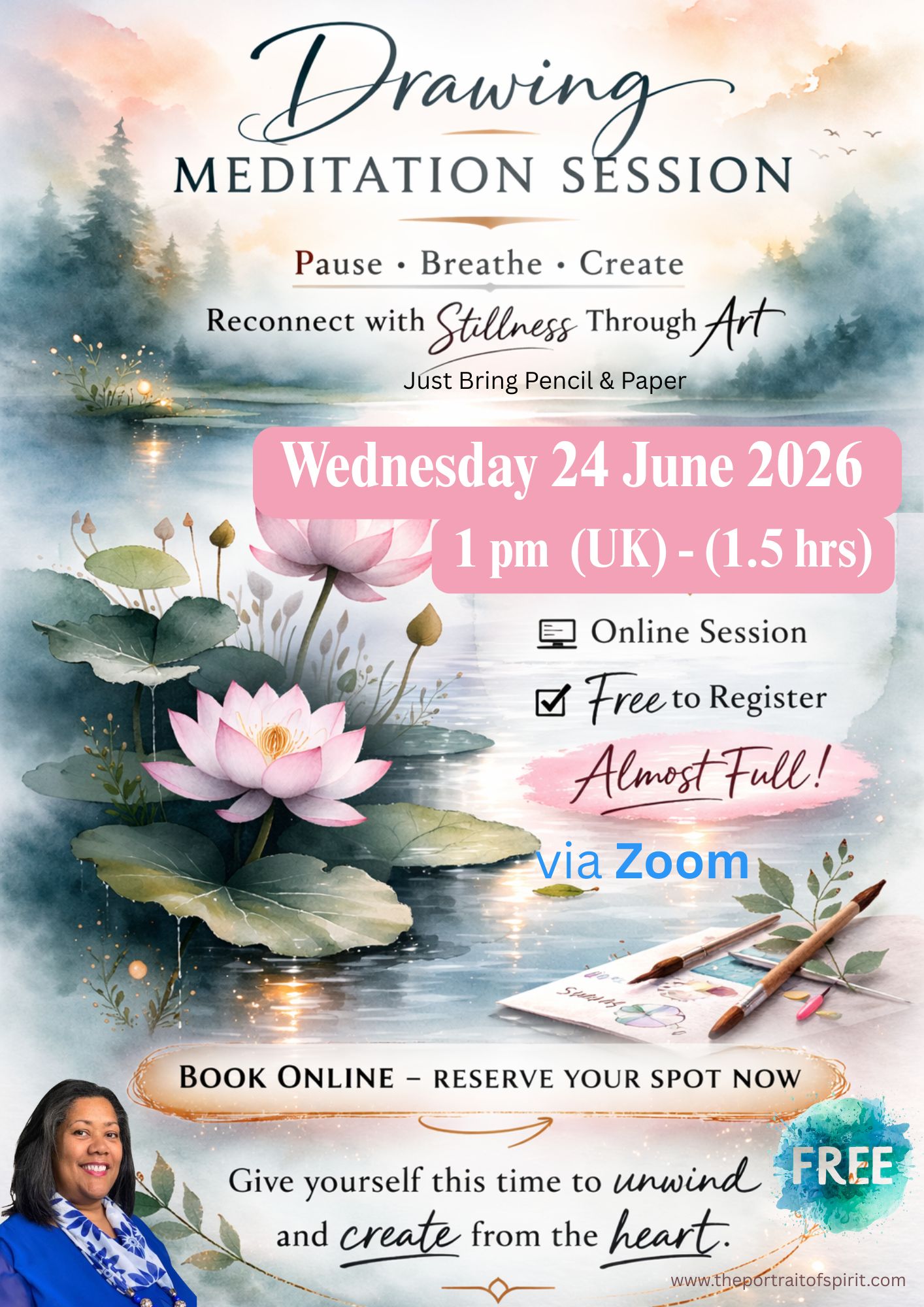 All welcome
We start today at 1.10 pm https://www.eventbrite.com/e/relax-and-draw-art-free-online-class-therapeutic-meditative-group-tickets-1977280956568?aff=oddtdtcreator