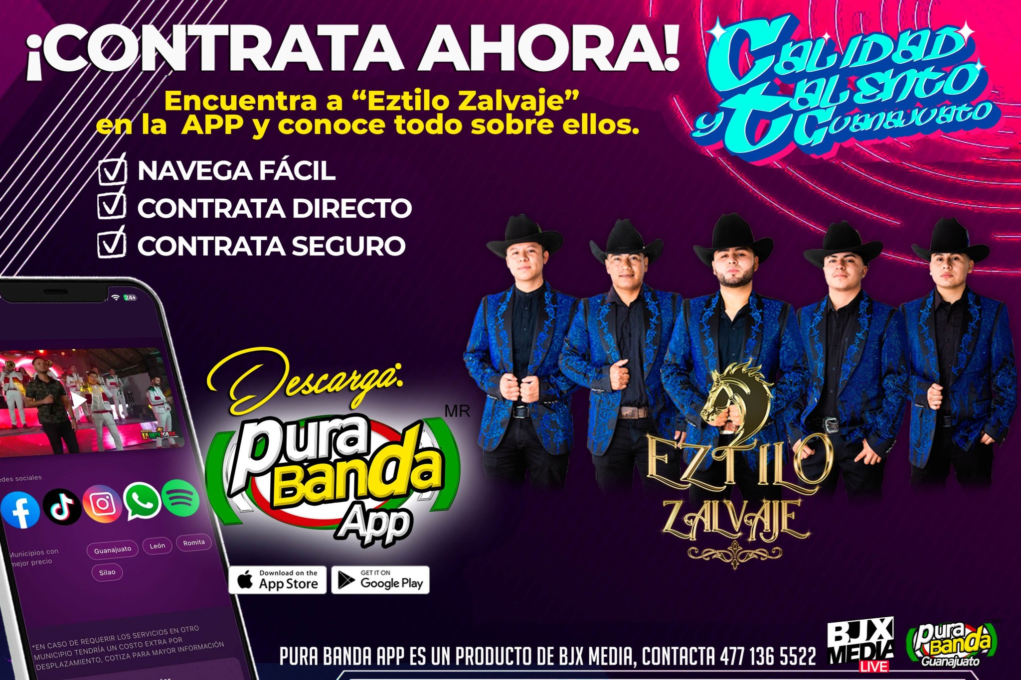 ¡La fiesta empieza desde tu celular! 🎶🔥
Contrata de forma fácil, directa y segura 📲
Encuéntralos en Pura Banda App, conoce todo sobre ellos y asegura el mejor ambiente para tu evento.
Disponible en App Store y Google Play https://www.purabandamx.com/elenco 🎺💃🕺