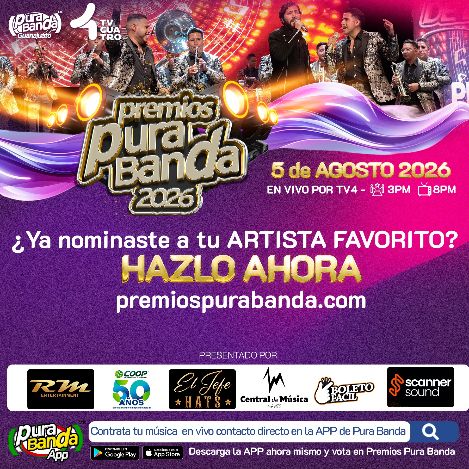 ¡La fiesta más grande de Guanajuato ya se siente! 🎶 ¿Ya nominaste a tus artistas favoritos a los Premios Pura Banda?
No te pierdas el programa especial de revelación de nominados este 7 de julio a las 8:00 p. m. ¡Descubre quiénes competirán por llevarse el reconocimiento más importante de la música en nuestro estado!
👉 Nomina aquí: www.premiospurabanda.com