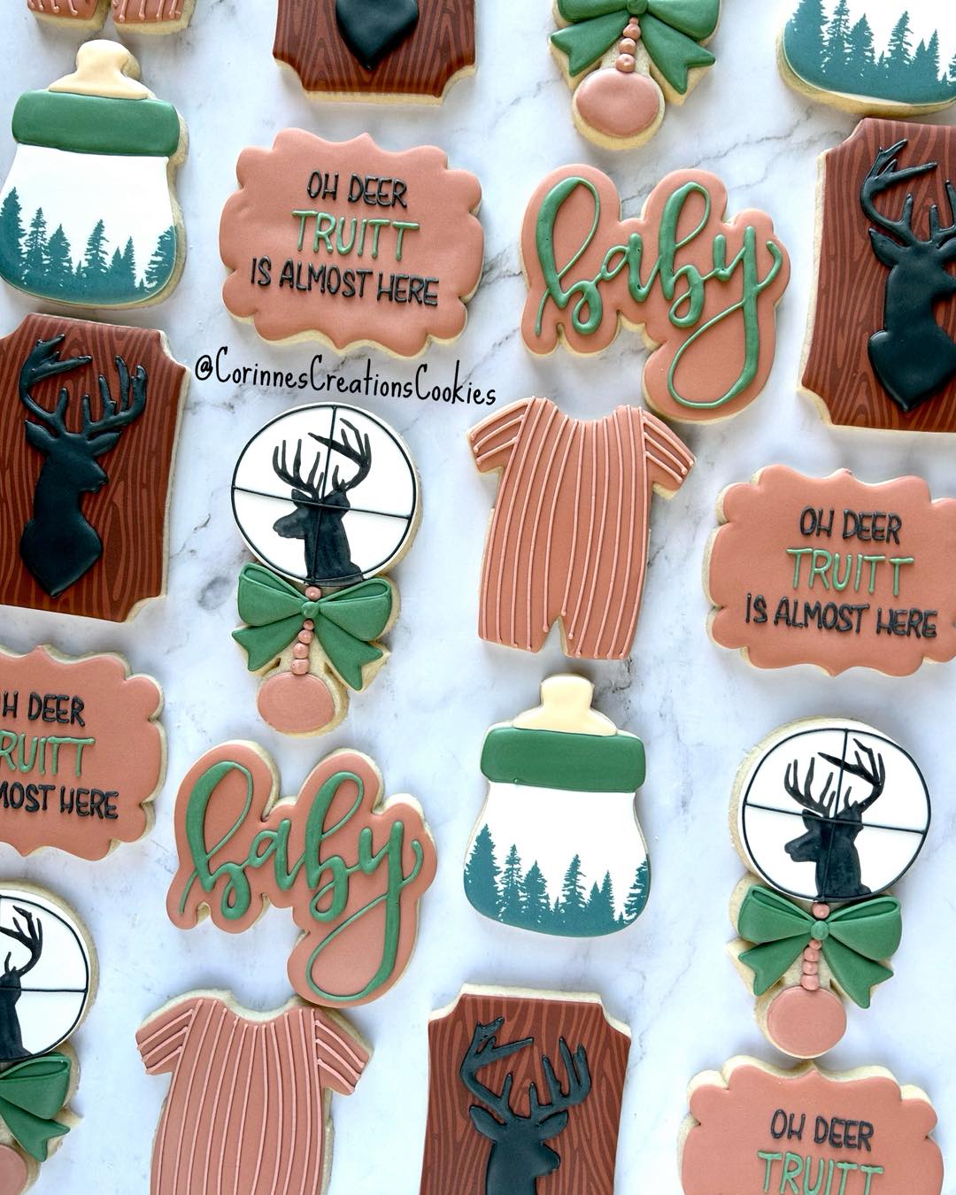 What an adorable baby shower theme for those who love hunting! I think the deer scope rattle is my favorite.
.
.
.
#thewoodlandstxcookies #babyshower #sugarcookies #decoratedcookies #thewoodlandstx #customcookies #hunting #ohdeer #huntingbabyshower #deer #deerhunting