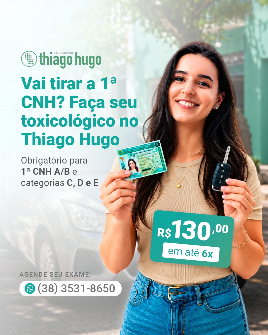 O teste toxicológico é indispensável para garantir a segurança no trânsito. Com o Laboratório Thiago Hugo, ficou mais fácil realizar o seu.
A coleta é realizada com amostra de cabelo ou pelos corporais e permite uma janela de detecção ampliada.
Aqui, o exame é realizado com sigilo, agilidade e credibilidade, seguindo todas as normas exigidas pelos órgãos de trânsito.
Faça o seu exame e dirija com tranquilidade e dentro da lei! ✅
🔬Laboratório Thiago Hugo
☎📲 Whatsapp ou Call Center (38) 3531-8650
📧 contato@laboratoriothiagohugo.com.br
📍Unidades em Diamantina, Patrocínio, Conceição do Mato Dentro e região.
Para mais informações, acesse o site:
🌐 www.laboratoriothiagohugo.com.br
#diamantinamg #conceiçãodomatodentro #patrocinio #laboratoriothiagohugo
