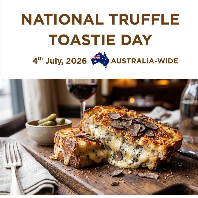 4th July — We provide the truffle, you create the toastie!
Restaurants and cafés across Australia, get involved… it’s #NationalTruffleToastieDay
Order now and enjoy free truffle delivery from us and serve fresh, local Australian truffle — no oils, no imitations, just the real thing.
Happening nationwide.
@atia_insta
#AustralianTruffles #RealTruffleOnly #FreshIsBest #BuyLocal #TruffleHunting #macedonrangessc #TruffleSeason #truffle #daylesfordmacedonlife #daylesford #visitmacedonranges #trufflehunter #familywinery #macedonrangesnaturallycool #melbourneweekends #macedonranges #weekendsinmelbourne #lancefield #macedonrangeswine #sunbury #kyneton #gisborne #woodend #cupweekend #longweekend