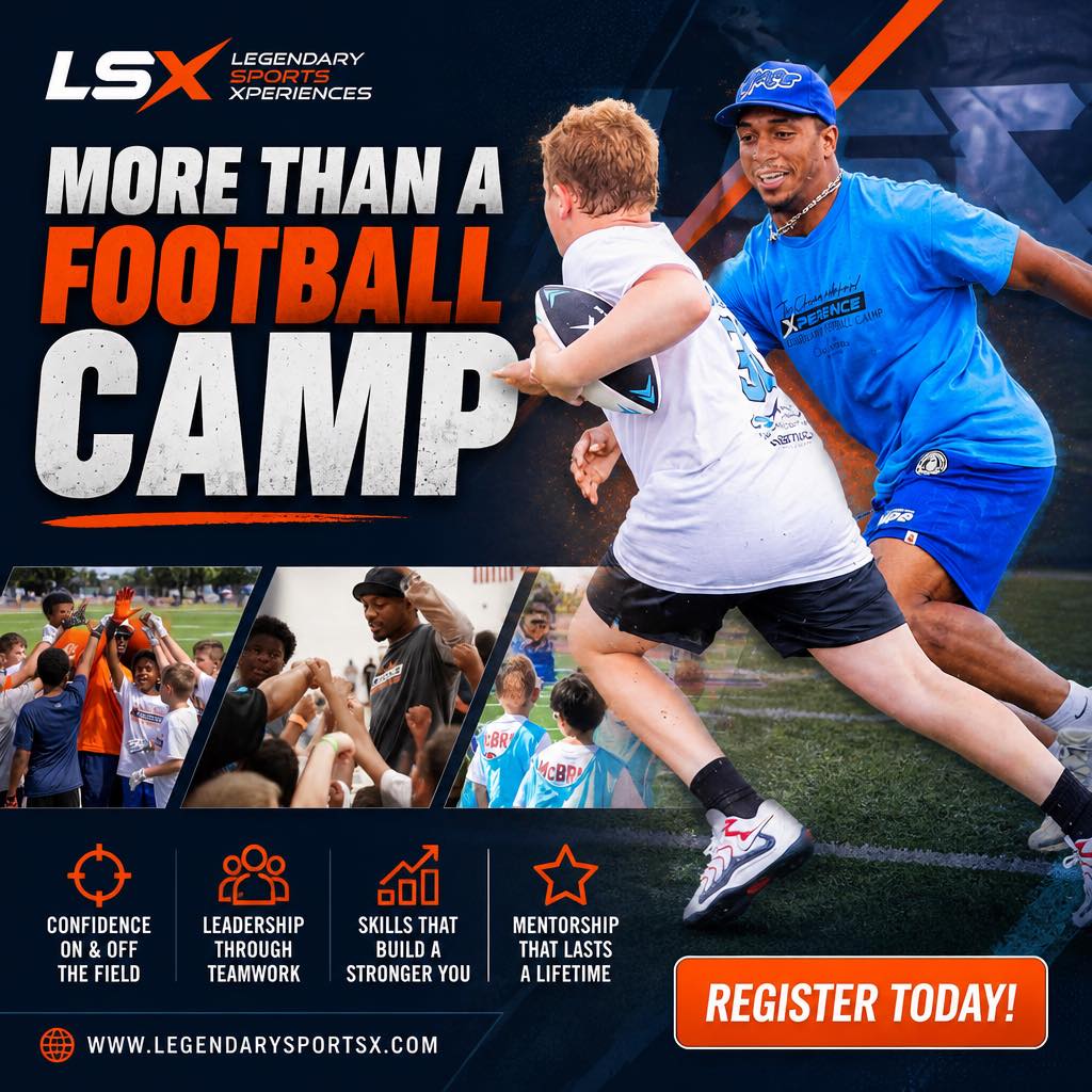 🏈 MORE THAN A FOOTBALL CAMP. A PLACE TO GROW.
At LSX, athletes don’t just learn football skills—they build confidence, leadership, discipline, and friendships that last long after the final whistle.
Train alongside elite coaches, compete with purpose, and develop the mindset needed to succeed both on and off the field.
✅ Confidence On & Off the Field
✅ Leadership Through Teamwork
✅ Skills That Build a Stronger You
✅ Mentorship That Lasts a Lifetime
Give your young athlete an experience they'll never forget.
📍 Limited spots available
📝 Register today: https://www.legendarysportsx.com/pro-player-camps
#LSX #LegendarySportsX #FootballCamp #YouthFootball #AthleteDevelopment #FutureLeaders #FootballTraining #YouthSports #Confidence #Leadership #TrainLikeALegend