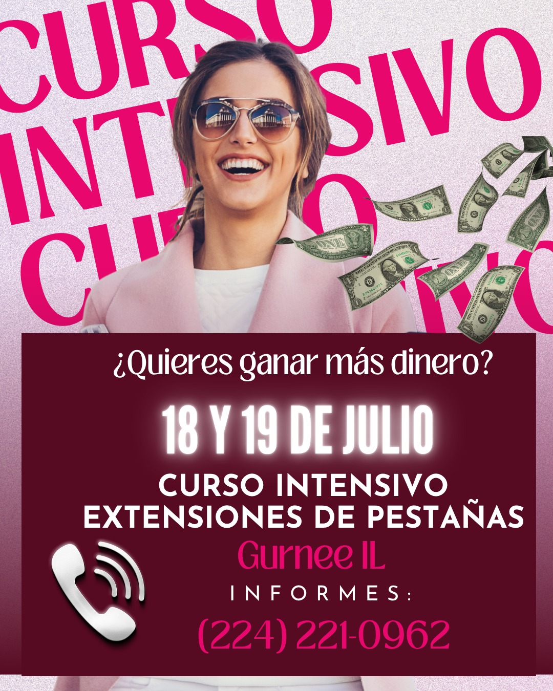 ¿Quieres aprender extensiones de pestañas y comenzar a generar ingresos con tu propio talento?
Este 18 y 19 de julio, Nene’s Lashes Spa & Academy tendrá su curso intensivo presencial de extensiones de pestañas en Gurnee, IL.
Aprenderás desde cero con práctica supervisada, técnica profesional y guía paso a paso para comenzar con más seguridad en el mundo de las lashes.
Este curso es ideal para principiantes o para quienes desean mejorar su técnica y aprender con bases más limpias, seguras y profesionales.
Fechas: 18 y 19 de julio
Lugar: 135 N Greenleaf St, Gurnee, IL 60031
Informes: 224-221-0962
Instagram: @neneslashes_spa
TikTok: @nenelashes_spa8
Website: neneslashesspa.com
Cupo limitado.
Manda mensaje para recibir la información completa y apartar tu lugar.