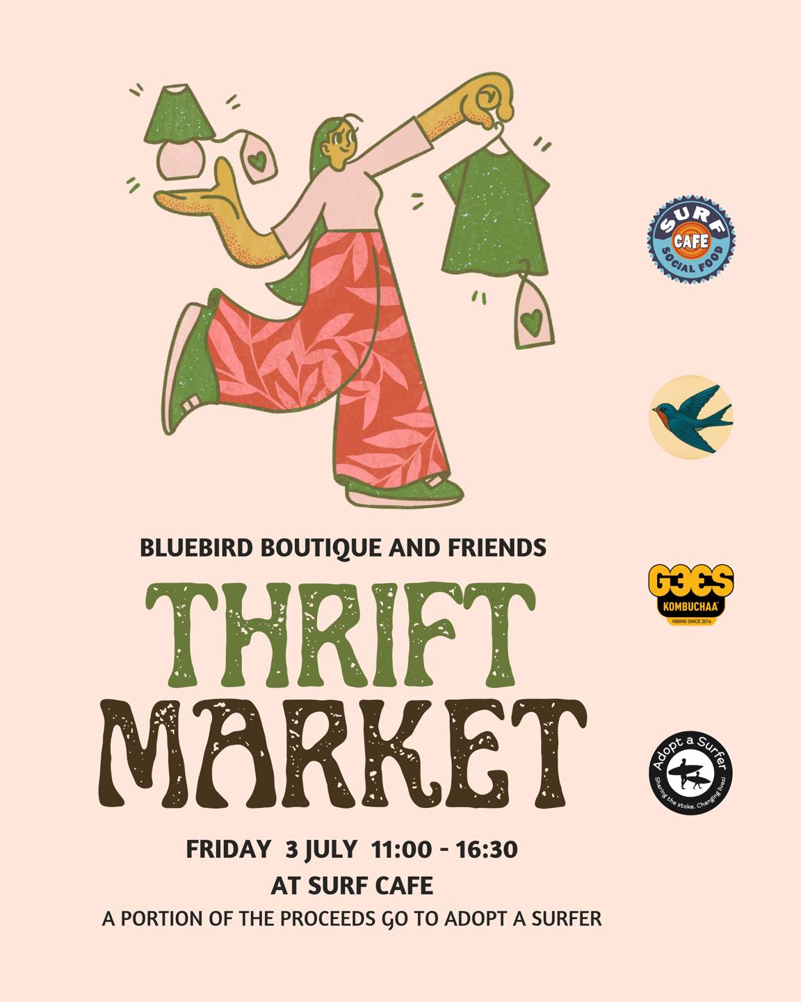 Join us on the first Friday of every month for our Thrift Market, where you can browse unique finds, support local vendors, and enjoy a relaxed day at Surf Cafe.
Whether youโre hunting for a hidden gem, updating your wardrobe, or simply popping in for a coffee or lunch while you browse, thereโs something for everyone.
This monthโs market takes place on ๐
๐ซ๐ข๐๐๐ฒ, ๐ ๐๐ฎ๐ฅ๐ฒ ๐๐ซ๐จ๐ฆ ๐๐:๐๐ ๐ญ๐จ ๐๐:๐๐, and weโd love to see you there! Plus, a portion of the proceeds will go towards Adopt a Surfer.
Come support local, discover something new, and make a day of it. ๐
