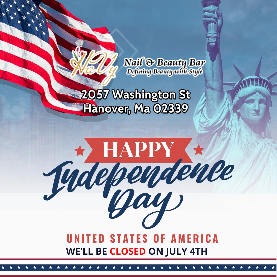 β¨ Land of the free, home of the beautifully manicured! πΊπΈ
Wishing you all a wonderful Independence Day filled with family, fun, and fireworks! π
β οΈ Quick reminder: We will be CLOSED on July 4th so our hard-working team can celebrate. Grab your appointments for before or after the holiday! ποΈπ
π Address: 2057 Washington St #300, Hanover, MA 02339, United States
π Phone: +1 781-871-7100
π Website: havynailbeautybar.com
#HaVyNailBeautyBar #HanoverMA #NailSalon #BeautyLounge #ManicureGoals #PamperYourself #BeautyEssentials #NailArtDreams