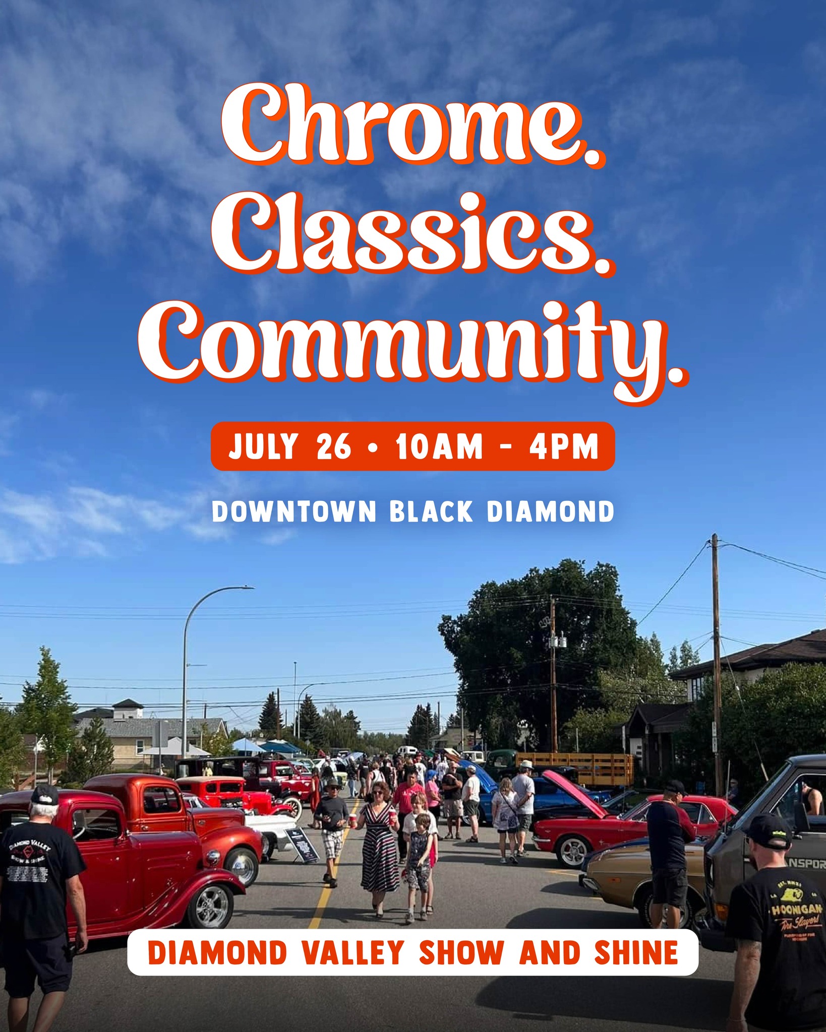 Chrome. Classics. Community. 🚗✨
The Diamond Valley Show and Shine is happening July 26 in Downtown Black Diamond — and it's the perfect way to spend a summer Saturday in the Foothills!
📅 July 26 | 10 a.m.–4 p.m.
📍 Downtown Black Diamond