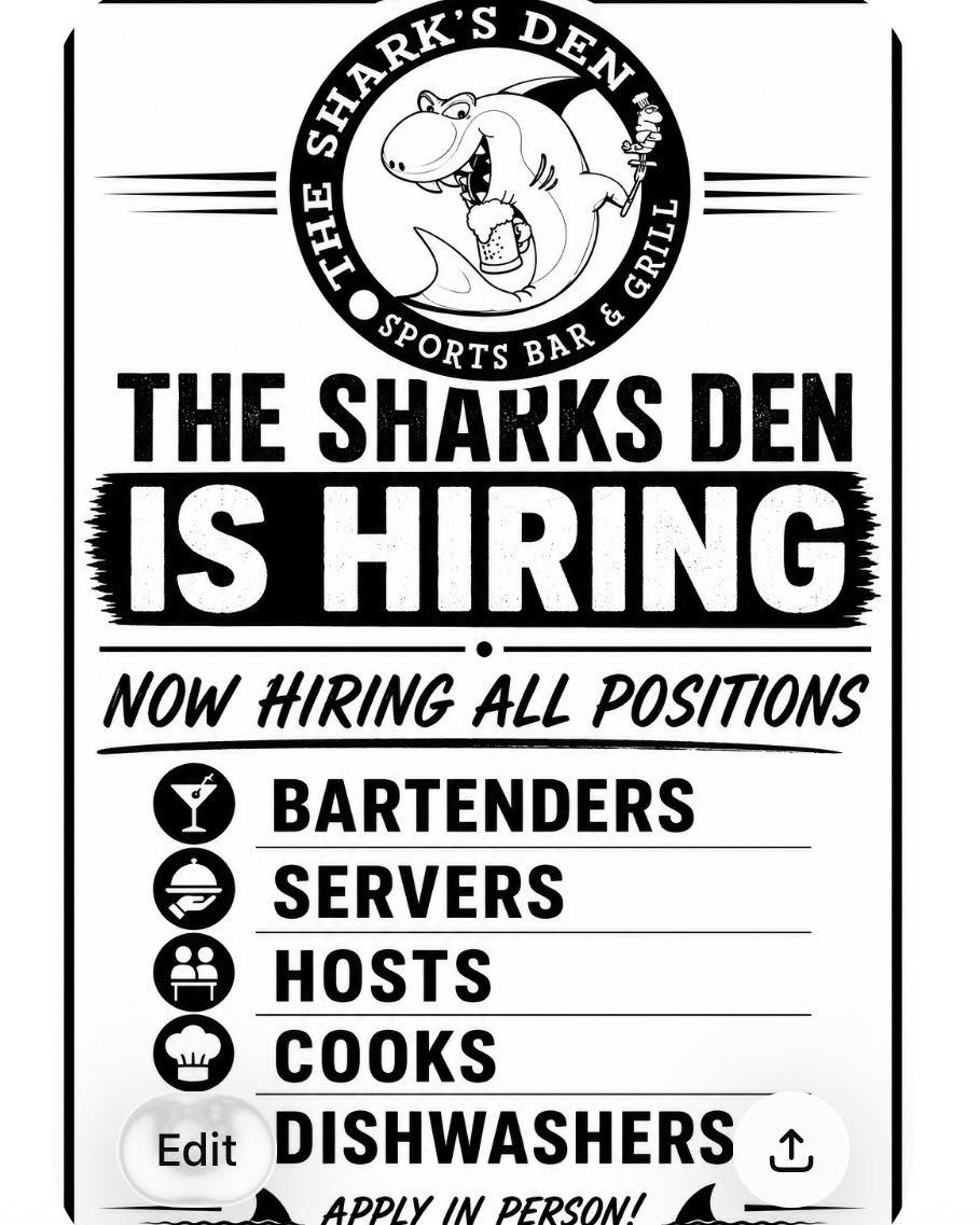 We’re adding to the den crew!
* Apply in person or on our website
* Stop by today!
* Competitive pay
*Flexible scheduling
* Experience preferred, but willing to train!