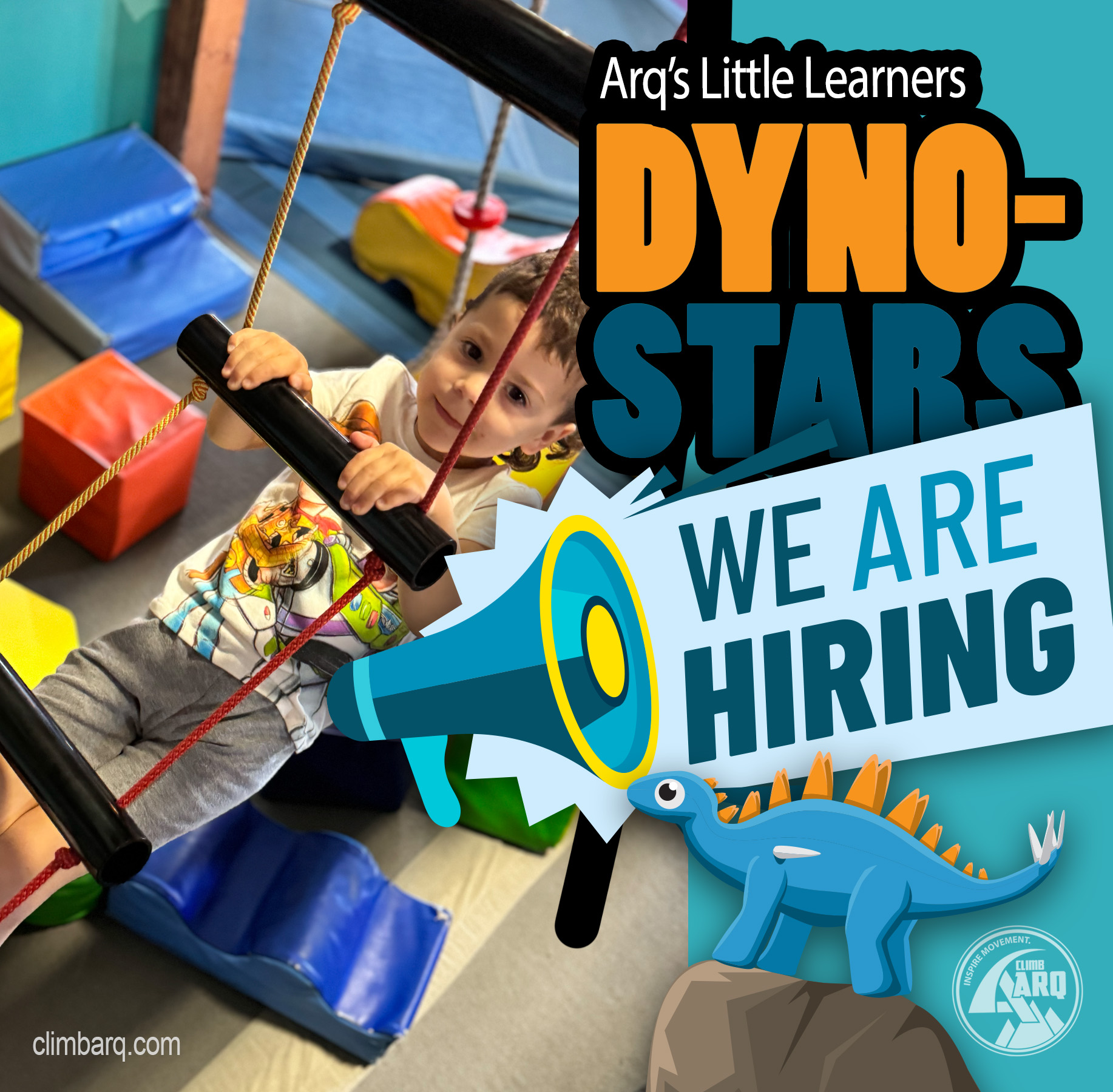 🌟 We're Hiring! Join Our Dynostars Team! 🌟
Do you love working with little ones? Do you believe movement, play, and encouragement can make a lasting impact on a child's life?
We're looking for an enthusiastic instructor to join our Dynostars program at Arq Mountain Centre!
Our Dynostars classes introduce children ages 3–5 to the world of climbing through movement, imagination, confidence-building, and, of course... lots of fun! Every class is designed to help young climbers develop coordination, spatial awareness, social skills, and a lifelong love of being active.
We're looking for someone who:
⭐ Loves working with young children
⭐ Has a passion for teaching and inspiring the next generation
⭐ Brings positive energy and patience
⭐ Works well as part of a team
⭐ Wants to make a meaningful difference in our community
Climbing experience is a bonus, but the right personality, enthusiasm, and willingness to learn are what matter most.
If this sounds like you—or someone you know—we'd love to hear from you!
📩 Send your resume to info@climbarq.com or stop by the gym to introduce yourself.
Come help us inspire the next generation of climbers... one little adventure at a time. 💙🧗