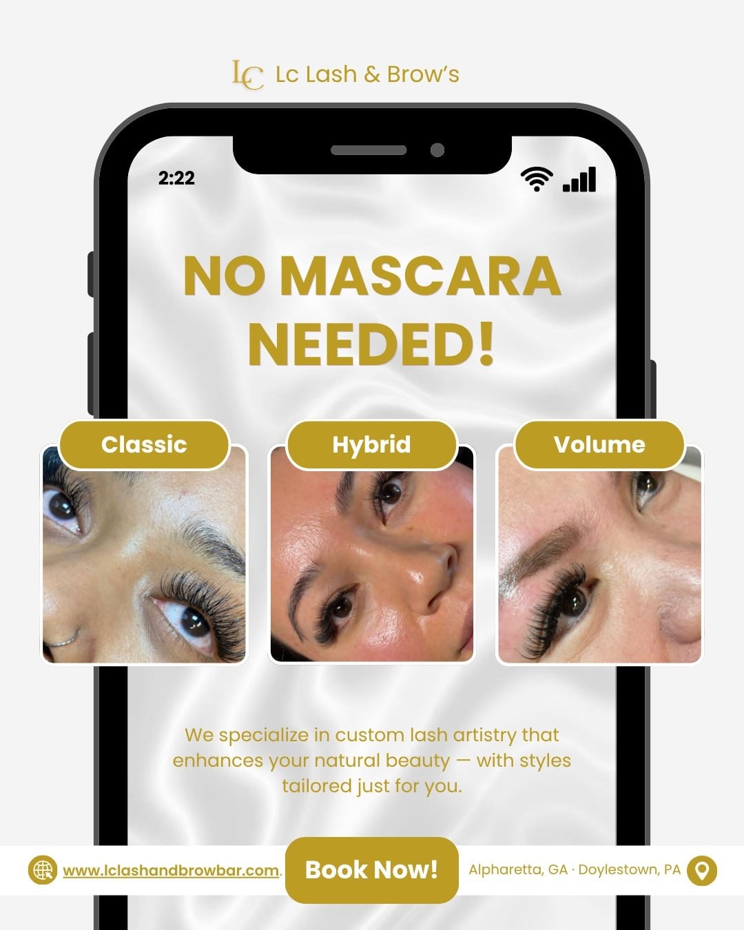 ✨ No Mascara? No Problem.
Why spend extra time applying mascara when your lashes can already do all the work? 🤍
At LC Lash & Brow, our custom lash extensions are designed to give you a fuller, longer, and effortlessly beautiful look—every single day.
Choose the style that fits your vibe:
✨ Classic – Soft & naturally elegant.
✨ Hybrid – The perfect mix of natural and volume.
✨ Volume – Bold, fluffy & glamorous.
Wake up feeling confident. Skip the mascara. Let your lashes do the talking. 💕
📩 Ready for your lash transformation? Send us a message and book your appointment today!
#LCLashAndBrow #NoMascaraNeeded #LashExtensions #ClassicLashes #HybridLashes #VolumeLashes #WakeUpBeautiful #LashGoals #CustomLashes