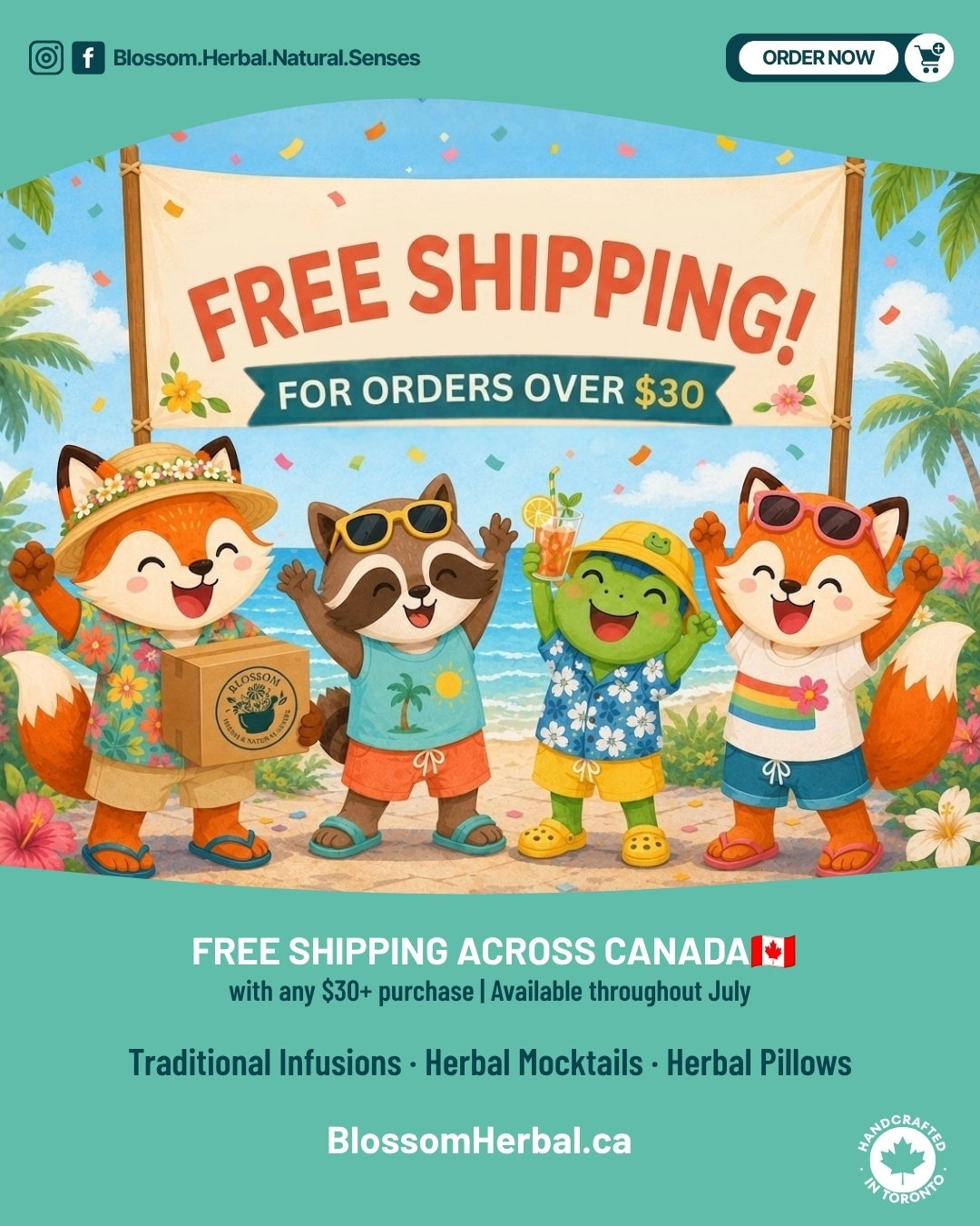 Celebrate Summer with our healthy and delicious mocktails and infusions! 🍹✨ It’s officially time to stock up for the season.
To make your summer sweeter, we’re offering FREE SHIPPING across Canada on all orders over $30 throughout the entire month of July! 📦🇨🇦 Now you can easily ship refreshing summer treats directly to your friends and family from coast to coast.
🌿 Our TCM-inspired products:
· Traditional Infusions
· Herbal Mocktails
· Herbal Pillows
✨ The Blossom Promise:
· All Natural Ingredients. No Chemicals or Additives.
· Handcrafted in Toronto.
· 99% sourced locally in Ontario, supporting our local economy. 🇨🇦
No promo code needed—free shipping applies automatically at checkout when your cart hits $30.
👇 Tap the link in our bio to shop the collection!
📍 BlossomHerbal.ca
(Note: Shipping is available across Canada only; we do not ship to the US at the moment.)