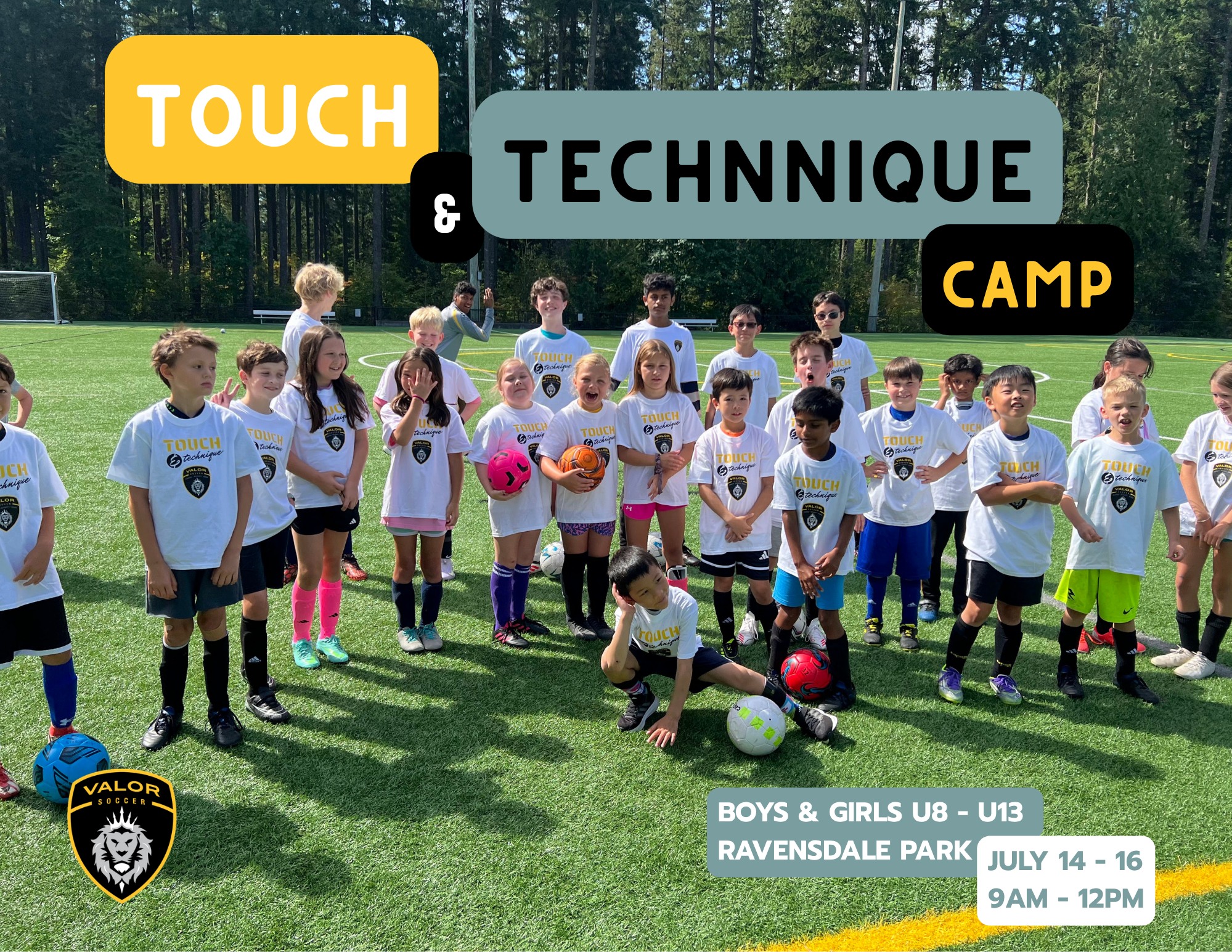 Our Touch & Technique Camp is built for players who want to sharpen their first touch. Through technical training, dribbling challenges, and small-sided games, players will improve their dribbling, ball mastery, and decision-making in a fun and engaging environment designed to maximize touches on the ball. #SummerCamp #YouthSoccer #WeAreValor
July 14 - 16
Ravensdale Park
9am - 12pm
Boys & Girls U8 - U13
Camp T-shirt Included!
Registration closes Monday, July 7 at noon. To register, click the link in our bio.