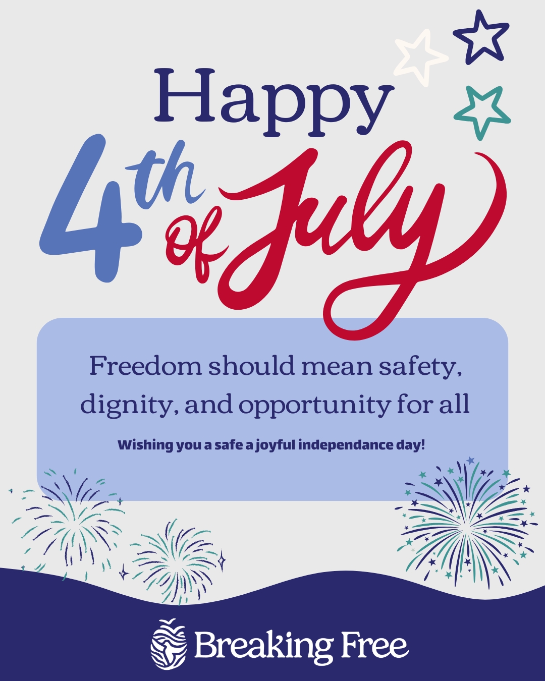 Today, we are holding onto the meaning of freedom in its deepest sense.
Freedom is more than a celebration. It is the ability to live safely. It is the chance to heal. It is the hope of building a life with dignity and peace.
We are grateful for every person who supports this work and helps make restoration possible for the individuals we serve.
Wishing you a safe and meaningful Independence Day.