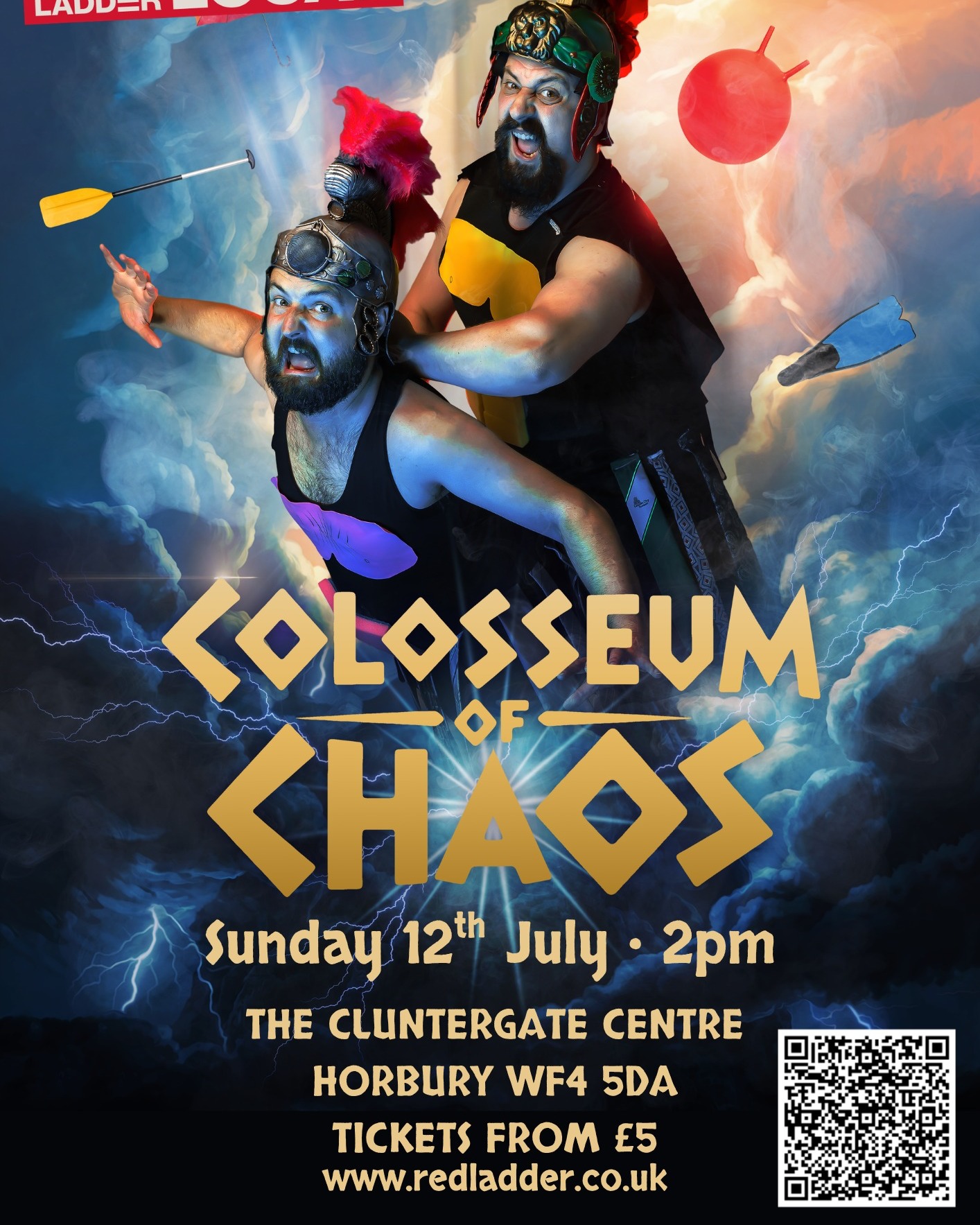 Join us at The Cluntergate Centre of an afternoon of fast, interactive and hilariously chaotic theatrical fun! Red Ladder are bringing their family friendly spectacular 'Colosseum of Chaos' for your delight and delectation. Suitable for ages 5 and up (and their silly grown ups!) you're sure to have a brilliant time.
Sunday 12th July
2pm
Tickets ⬇️
https://redladder.co.uk/whatson/colosseum-of-chaos/#book-tickets-block