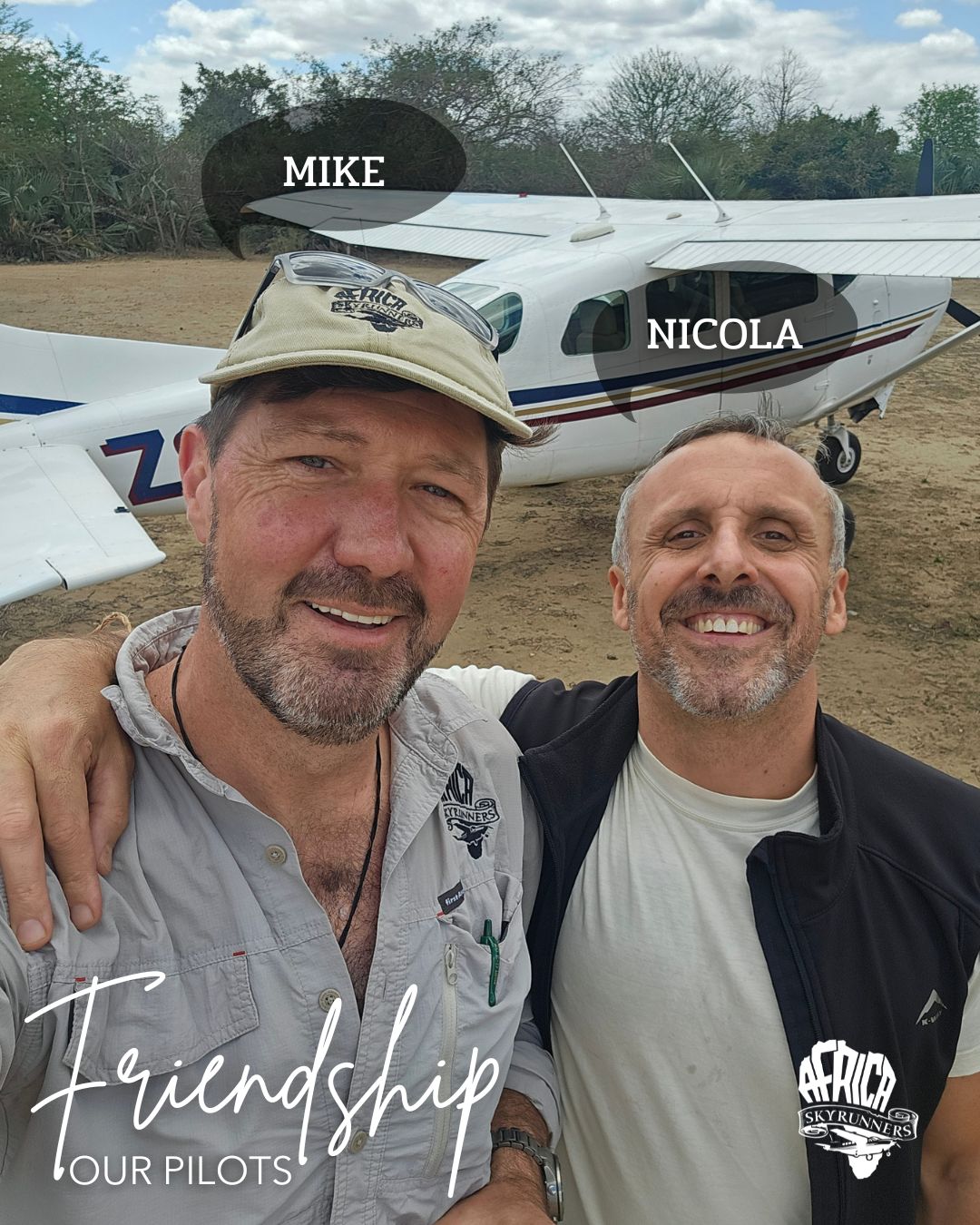 Mike and Nicola, our Africa Sky Runners co-founders and pilots, share more than a cockpit in common.
They share a friendship built on a common passion for Africa, for wild places, for flying and for sharing that passion and the dream of exploring the wild from above.
“Come fly with us!”
#AfricaSkyRunners #Friendship #Pilots