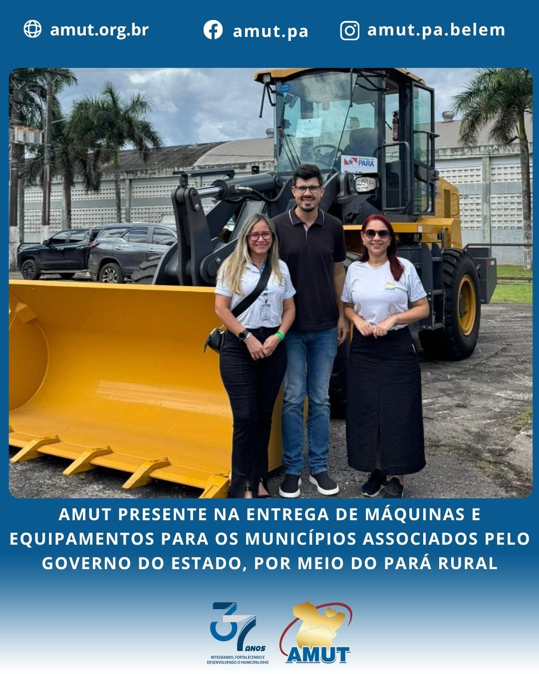 #AMUTEMAÇÃO
A Associação dos Municípios das Rodovias Transamazônica, Santarém/Cuiabá e Região Oeste do Pará (AMUT), participou através de seu presidente e prefeito de Pacajá André Rezende, diretora administrativa Naira Mascarenhas e equipe técnica, da entrega de máquinas e equipamentos para os municípios de: Anapu, Gurupá, Pacajá, Placas, Porto de Moz, Prainha, Santarém e Senador Jose Porfírio.
Os Municípios associados a AMUT receberam do Governo do Estado, por meio do Núcleo de Gerenciamento Pará Rural (NGPR), Ministérios da Agricultura e da Pesca e de emendas parlamentares dos deputados federal Junior Ferrari e estadual Ângelo Ferrari máquinas e equipamentos que serão utilizados para fomentar a agricultura familiar e auxiliar na infraestrutura de obras urbanas e rurais. A entrega efetuada pelo Presidente do Pará Rural Felipe Picanço, deputados federais e estaduais ocorre nesta tarde, 03 de julho, no galpão do Pará Rural.
Estiveram presentes na solenidade de entrega o prefeito de Pacajá e presidente da AMUT André Rezende; prefeito de Senador José Porfírio Leonaldo Albuquerque; Prefeito de Prainha Gandor Hage; vice-prefeito de Placas Leonir Hermes; deputados federais e estaduais; vereadores(as), secretários(as) municipais e assessores.
37 anos integrando, fortalecendo e desenvolvendo o municipalismo
#AMUT37anos #AMUTemação #EmproldoPará