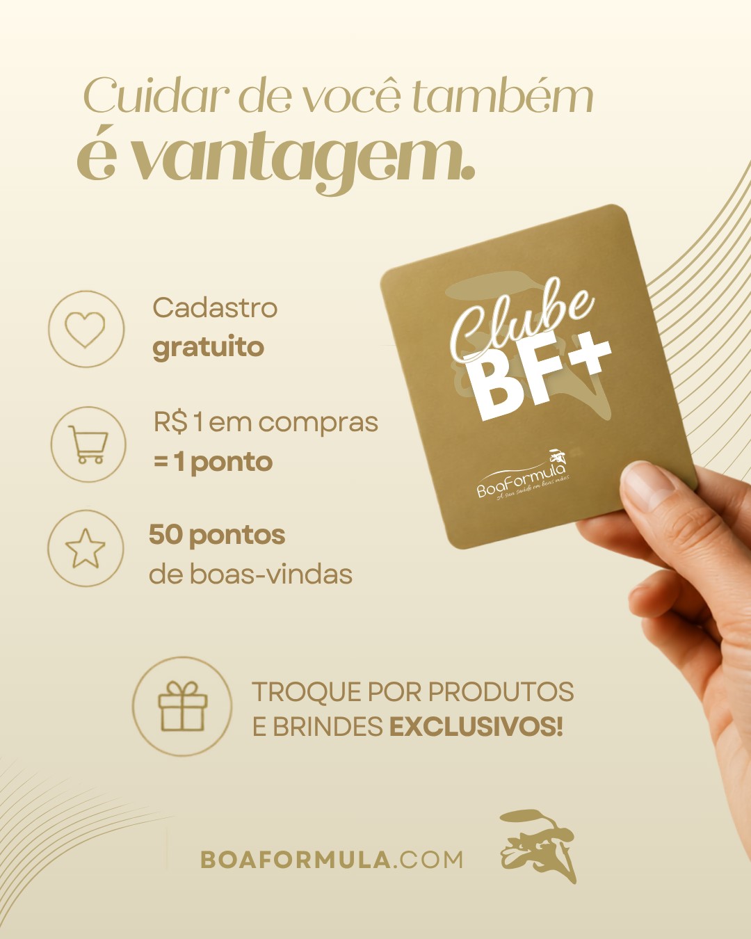 Quem já compra na Boaformula precisa conhecer o Clube BF+. 🤍
É o nosso programa de fidelidade, criado para recompensar quem já cuida da saúde com a gente todos os dias. E o melhor: participar não custa nada.
🌿 Como funciona:
O cadastro é gratuito e bem rápido de fazer, direto pelo site. Assim que você se cadastra, já ganha 50 pontos de boas-vindas, de presente.
A partir daí, é simples: a cada R$1 em compras, você acumula 1 ponto. Seja em manipulados, suplementos, produtos de beleza ou linha própria, tudo conta pontos para você.
E o que fazer com esses pontos? Trocar por produtos e brindes exclusivos disponíveis no catálogo do clube. Quanto mais você compra, mais você acumula, e mais vantagens tem acesso.
É a forma da Boaformula dizer obrigado por mais de 30 anos de confiança: transformando cada compra em benefício real para você. 🤍
👉 Acesse o link na bio e cadastre-se gratuitamente no Clube BF+.
#ClubeBF #BoaFormula #FarmáciaDeManipulação #Fidelidade #VantagensExclusivas