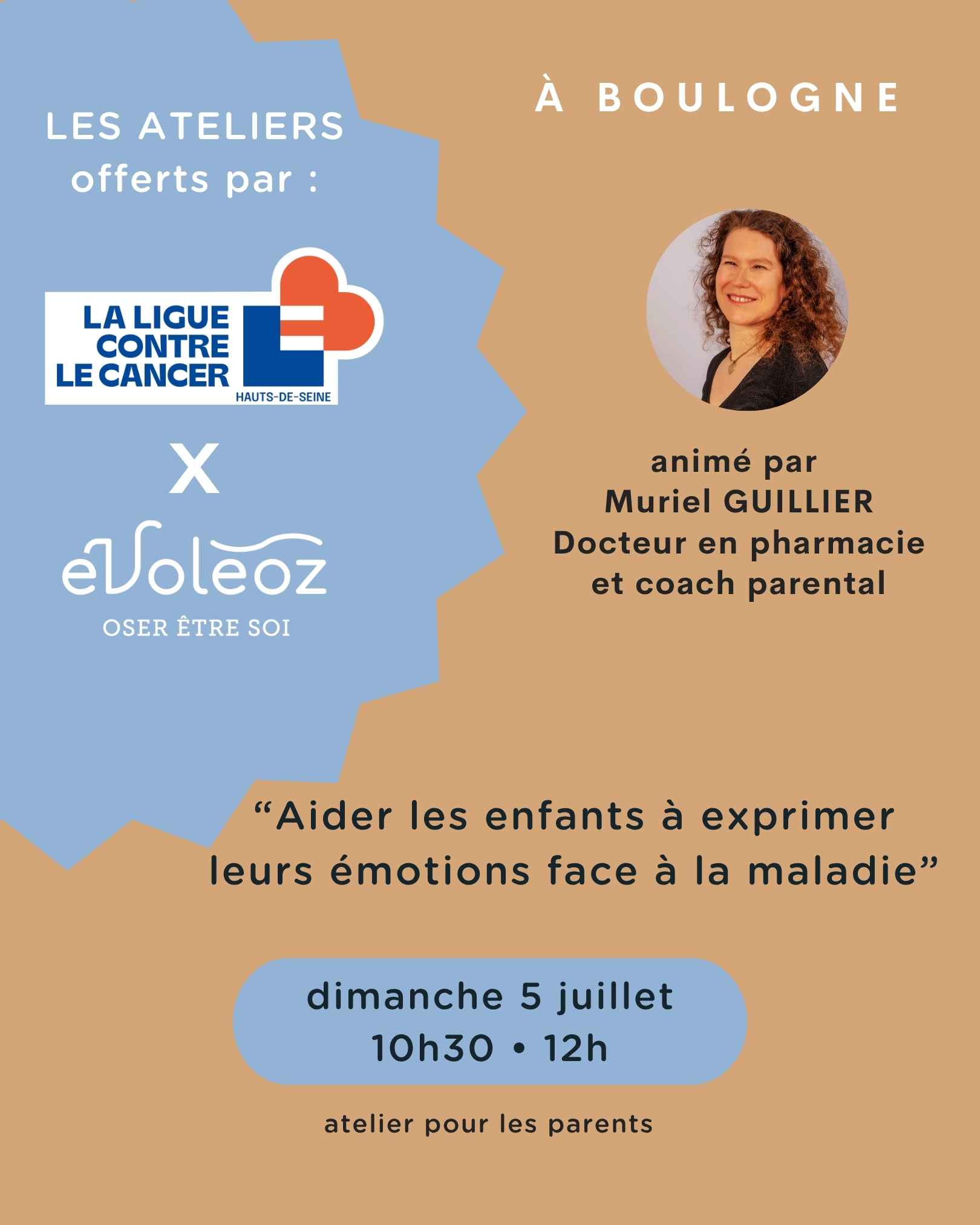 Les derniers ateliers cancer de la Ligue contre le cancer ont eu lieu dimanche à Évoléoz Colombes et Boulogne.
Certains d'entre vous ont pu profiter de celui de Boulogne, réservé aux parents et animé par Muriel Guillier, Docteur en pharmacie et coach parental.
👉 Le thème :
"Donner aux parents des outils concrets, ludiques et simples pour soutenir les enfants dans l’expression émotionnelle, sans les surcharger.
Echanges et éclairages sur les réactions émotionnelles, outils pour aider à exprimer les émotions et besoins, création d’une carte météo des émotions et ressources pour apaiser."
D'autres ateliers, d'autres thématiques autour de l'accompagnement des malades du cancer vous attendent à la rentrée, rendez-vous en septembre.
Suivez-nous pour toutes les infos à venir
👉 evoleoz.fr
@liguecontrelecancer92 @murielguilliercoach @evoleoz_oseretresoi
#accompagnementcancer #CabinetBienêtre #CombatCancer