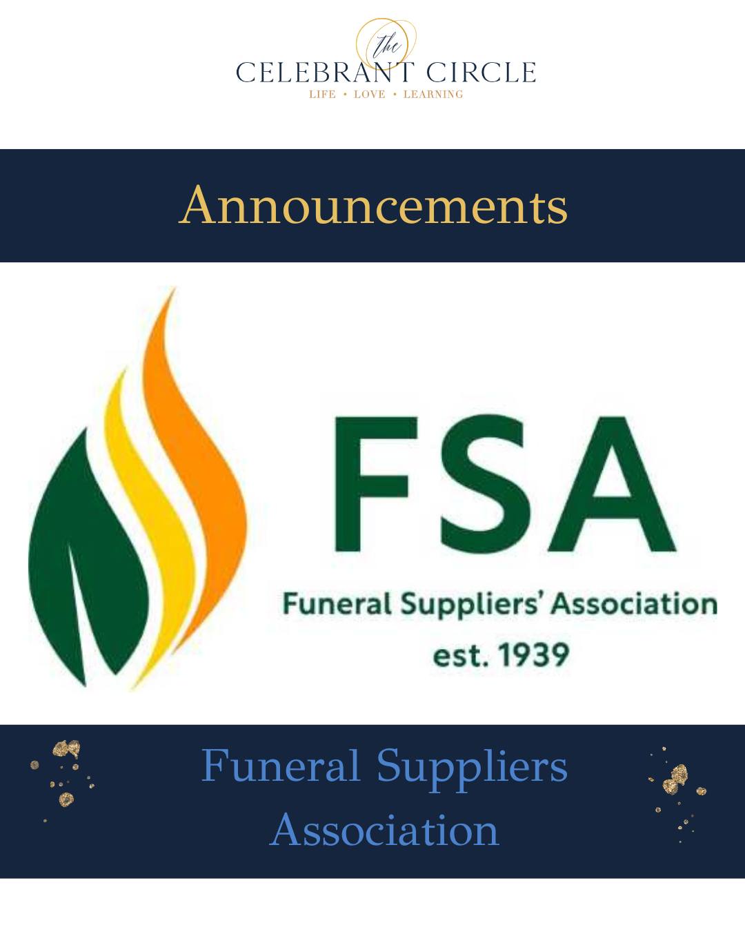 Celebrant Circle are proud to be a member of the Funeral Suppliers Association/FSA.
The Funeral Suppliers’ Association (FSA) is the link between manufacturers and suppliers in the funeral sector. They aim to safeguard and uphold the traditional high standards of the products and services our members provide.
As a celebrant membership and training organisation, we felt it was important to be part of this association to advocate for professional celebrants. We can also network and collaborate with other members, strengthening our skills and knowledge.
https://funeralsuppliers.uk/
#celebrantadvocate #CelebrantDevelopment #CelebrantSupport #CelebrantCircle