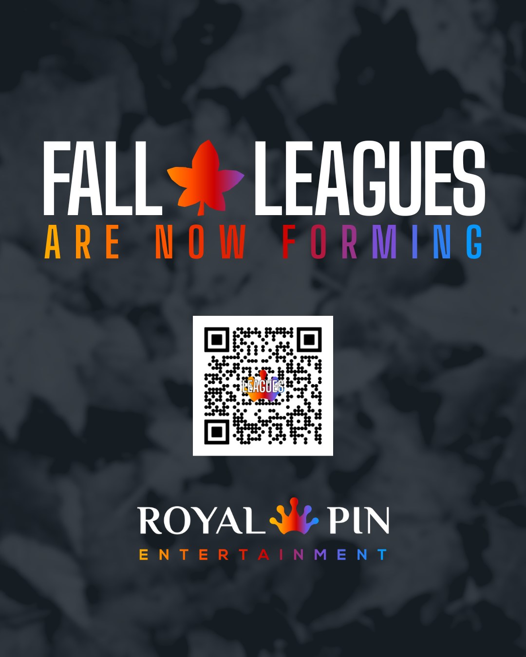 🎳 Fall Leagues are officially OPEN for registration! 🍂 Whether you're chasing strikes, making memories with friends, or looking for a fun weekly night out, there's a league waiting for you. Don't miss your chance to reserve your spot—grab your team (or join one!) and get ready for an unforgettable season on the lanes.
🏆 Sign up today at royalpin.com/leagues before it's too late!