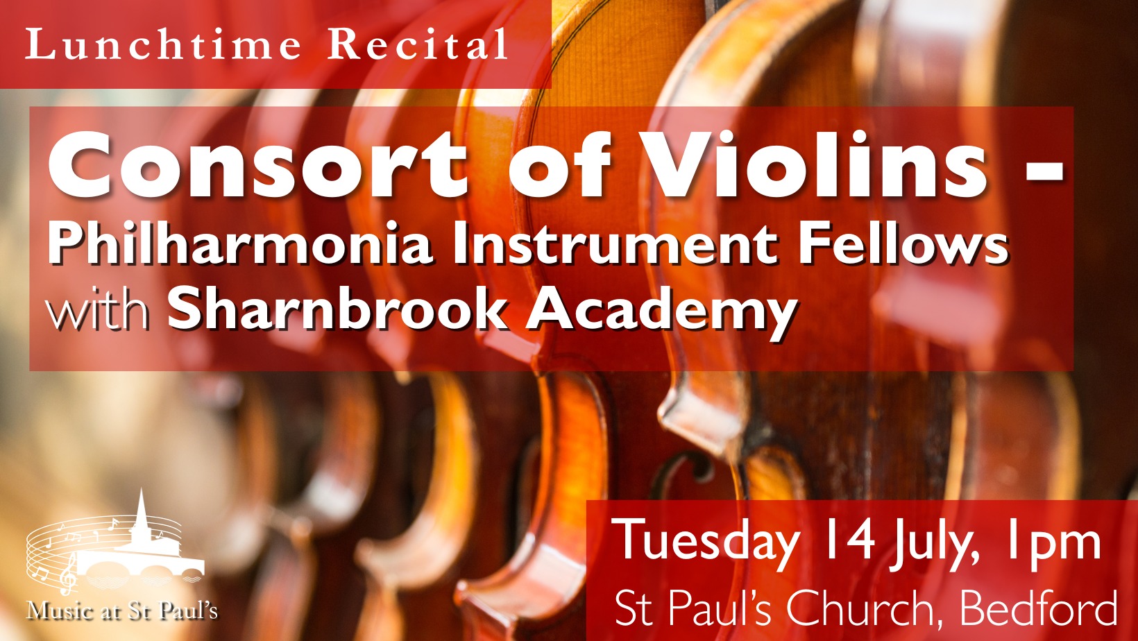 A Wonderful Community Music Event at St Paul’s!
Join us for a special Lunchtime Recital bringing together the exceptional Philharmonia Instrument Fellows and talented young musicians from Sharnbrook Academy on Tuesday, 14 July at 1pm.
This inspiring community event celebrates musical collaboration across generations and offers a wonderful opportunity to hear some outstanding violin performances in the beautiful setting of St Paul’s Church.
Free admission�with suggested retiring collection of £5.
Come and support these gifted musicians and enjoy an uplifting hour of live music at the heart of the community.
#MusicAtStPauls #LunchtimeRecital #PhilharmoniaFellows #SharnbrookAcademy #BedfordEvents #LiveMusic #CommunityMusic #ViolinRecital #bedfordevent #suggestedforyou #classicalmusic