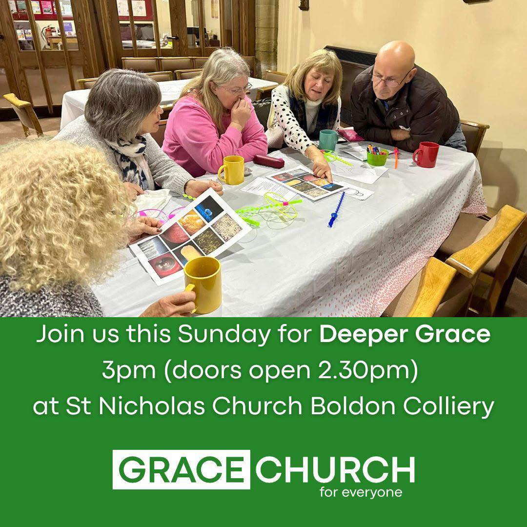 This afternoon, we meet together for Deeper Grace at 3 pm. A wonderful time to explore our faith together and learn from each other - hope to see you there.