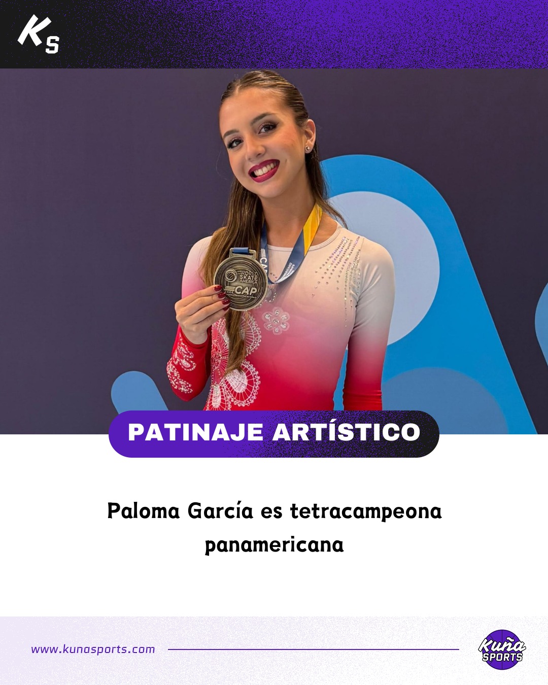 ¡Reina en el patinaje!👸🏻
🛼Una vez más Paloma García demostró ser la mejor de la región al consagrarse en el Panamericano de Naciones de Patinaje Artístico Buenos Aires 2026.
🥇El oro en Solo Dance Junior Ladies fue el cuarto de su carrera, tras los conquistados en Guayaquil 2020, Cancún 2022 e Ibagué 2024.
👏🏻¡Felicitaciones tetracampeona!
#KuñaSports💜