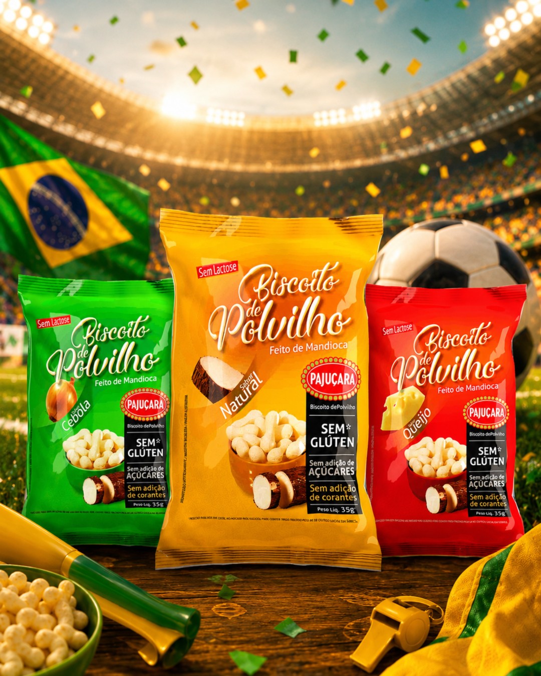 Algumas paixões continuam, independentemente do resultado. 💚💛
O futebol tem o poder de reunir pessoas, criar memórias e transformar qualquer encontro em um momento especial. E, para acompanhar esses momentos, nada melhor do que um snack leve, crocante e cheio de sabor.
Os Biscoitos de Polvilho Pajuçara são feitos de mandioca, sem glúten, sem adição de açúcares e estão disponíveis nos sabores Natural, Queijo e Cebola.
Porque o melhor da torcida sempre foi estar junto. Qual é o seu sabor favorito? 👇
#PajuçaraAlimentos #BiscoitoDePolvilho #Pajuçara #SaborQueUneGerações #SemGlúten #FeitoDeMandioca #SnackPerfeito #TorcidaComSabor