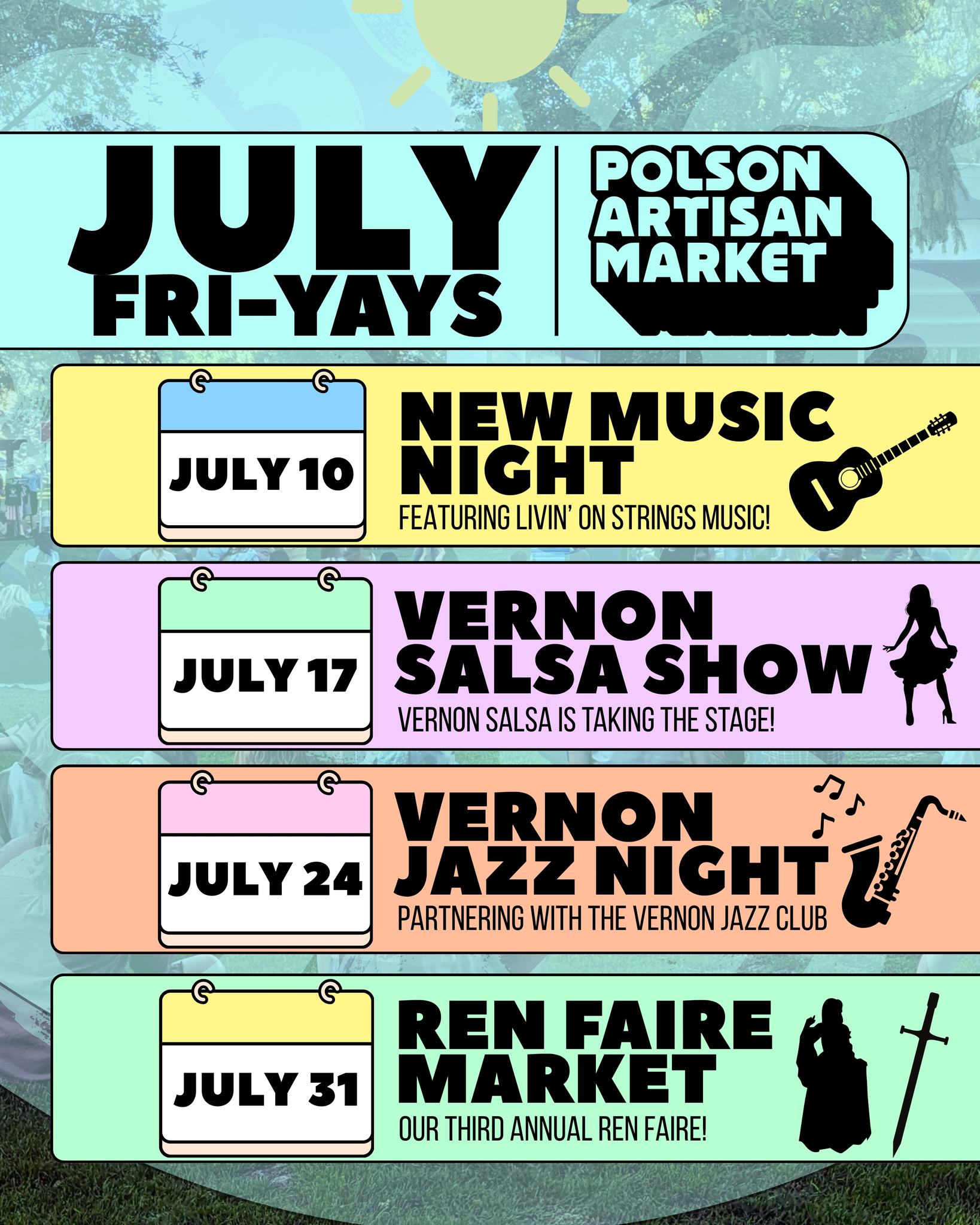 The full July FRI-YAY schedule is here! Make sure you don't miss a single themed out market night this summer - we've got a little something for everyone!