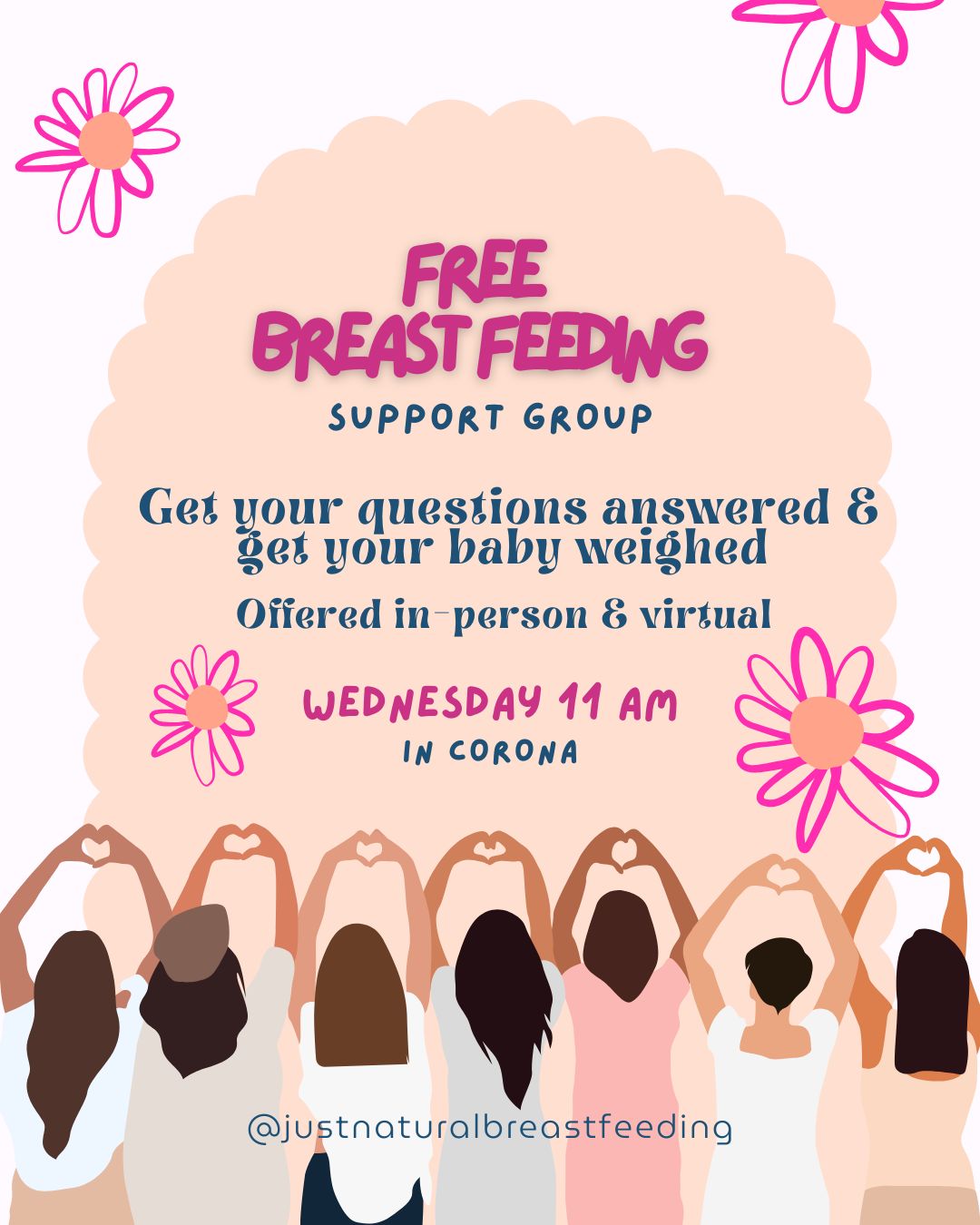 Correction: Join us for our FREE in-person or virtual Breastfeeding Support Group is next Wednesday July 22 @ 11:00 AM in Corona. The exact location is provided with your appointment confirmation. Link in Bio or call 951-394-2087 to join us! 🩵 #justnaturalbreastfeeding #BreastfeedingSupportGroup