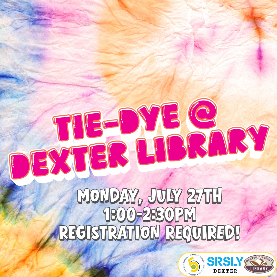 ๐๐ Get ready to add some color to your summer!
Join SRSLY Dexter and the Dexter District Library for an afternoon of tie-dye fun All supplies are provided to create your own colorful creation!
๐จ Monday, July 27th
๐จ 1:00โ2:30 PM
๐จ Dexter District Library
๐จ For grades 5โ12
๐จ Registration link in bio!
