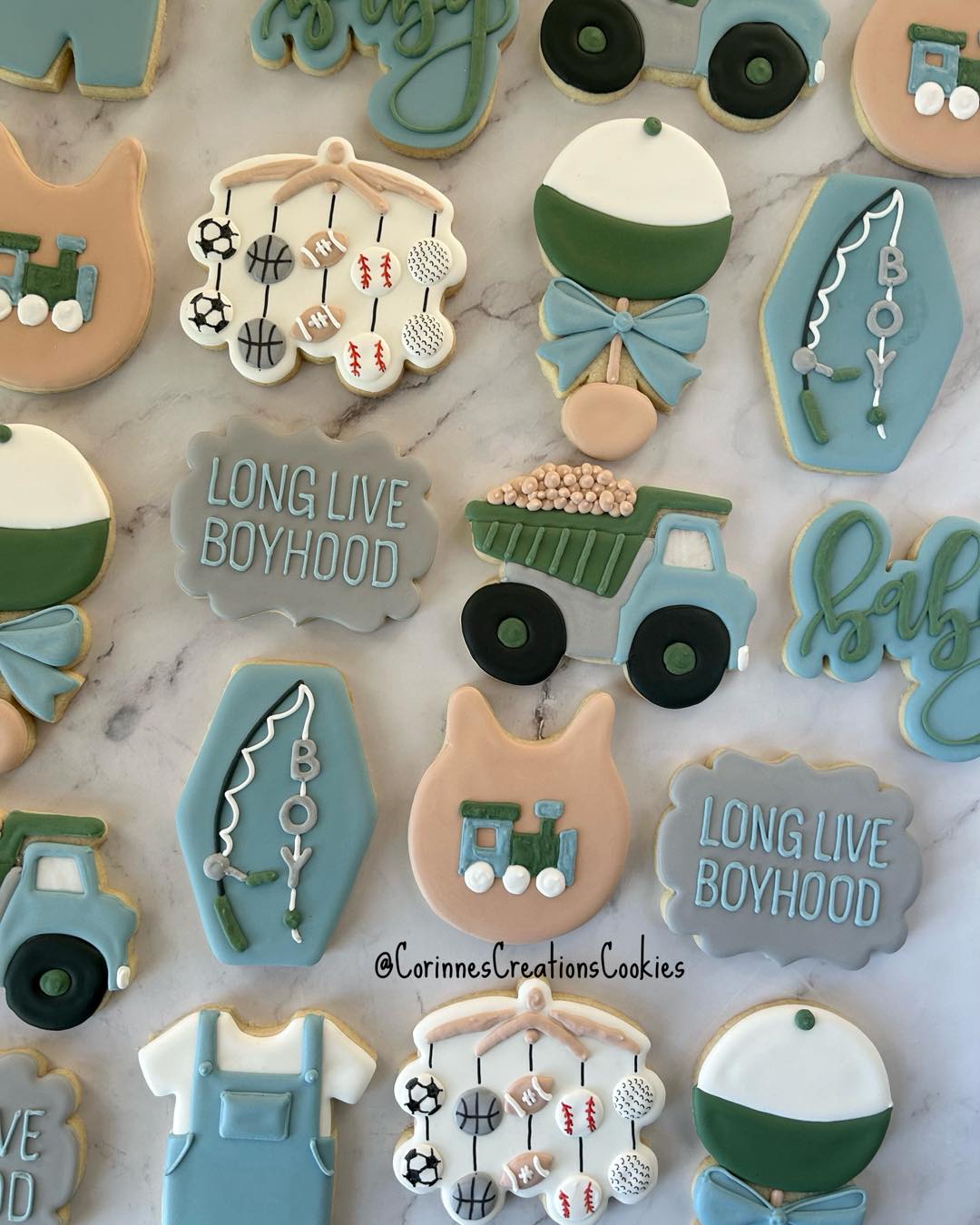 Long Live Boyhood baby shower set done a few months ago. The fish bobber rattle is one of my favorites!
.
.
.
#babyshowercookies #thewoodlandstxcookies #sugarcookies #decoratedcookies #thewoodlandstx #customcookies #boy #baby #boy #longliveboyhood #fishing #soorts