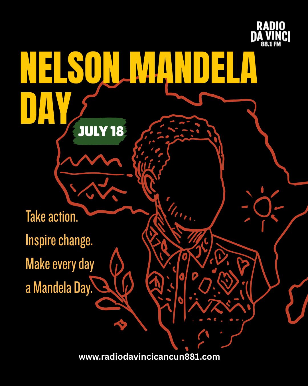 🕊️ 18 de julio | Día Internacional de Nelson Mandela
Hoy recordamos el legado de Nelson Mandela, un líder que dedicó su vida a la defensa de la igualdad, la justicia, la paz y los derechos humanos.
Esta fecha nos invita a reflexionar sobre el impacto que cada persona puede generar en su comunidad a través del respeto, la solidaridad y el compromiso con los demás. Un pequeño acto de empatía o de servicio puede marcar una gran diferencia en la vida de alguien.
Como decía Mandela: "Lo que cuenta en la vida no es el simple hecho de haber vivido. Es la diferencia que hemos hecho en la vida de los demás."
Que este día nos inspire a construir una sociedad más incluyente, donde el diálogo, la educación y la colaboración sean el camino hacia un mejor futuro. 🌍🤝
#NelsonMandela #DerechosHumanos #Paz #Igualdad #Solidaridad #RadioDaVinci