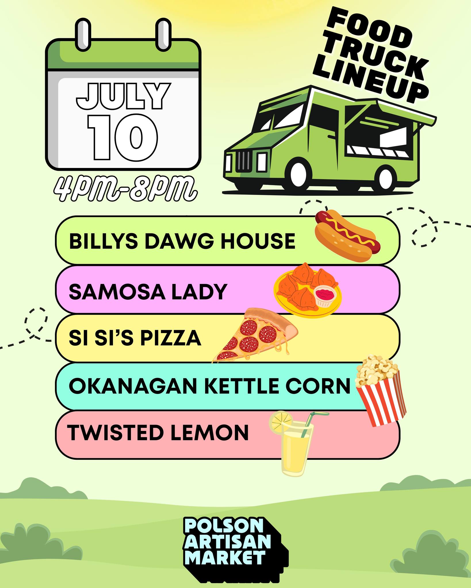 The food truck line up for this FRI-YAY is here! Drinks, snacks, and dinner for the night all ready for the taking!