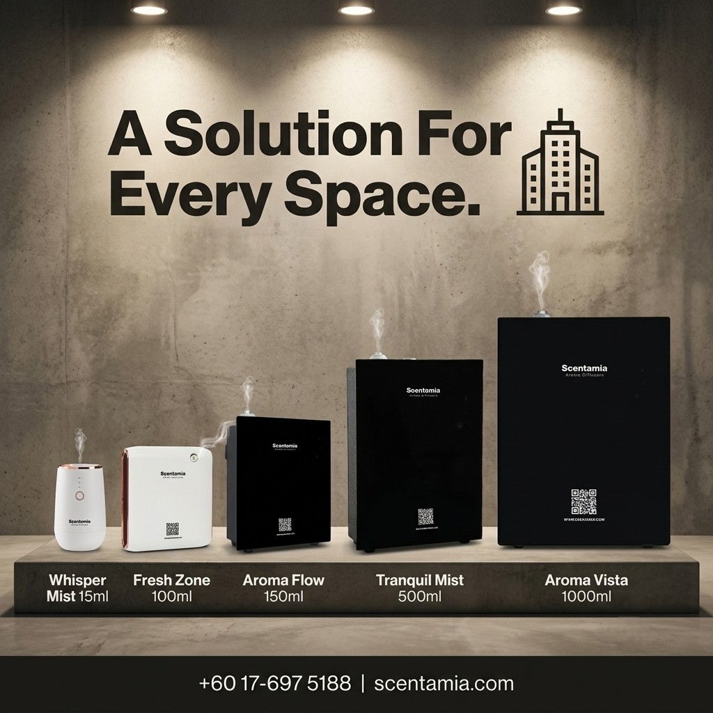 Invest in an experience that elevates every single corner of your lifestyle.
From the compact Whisper Mist (400 sq. ft.) to the industrial powerhouse Aroma Vista (10,000 sq. ft.), Scentamia has engineered a smart, oil-efficient solution for every space size imaginable. Stop buying weak sprays and step into the future of premium aroma technology.
Find the absolute perfect fit for your home or business today at scentamia.com or email us at scentamia@gmail.com.
#SmartHomeTech #CommercialDesign #LuxuryInvestment #AromaDiffusers #Scentamia
