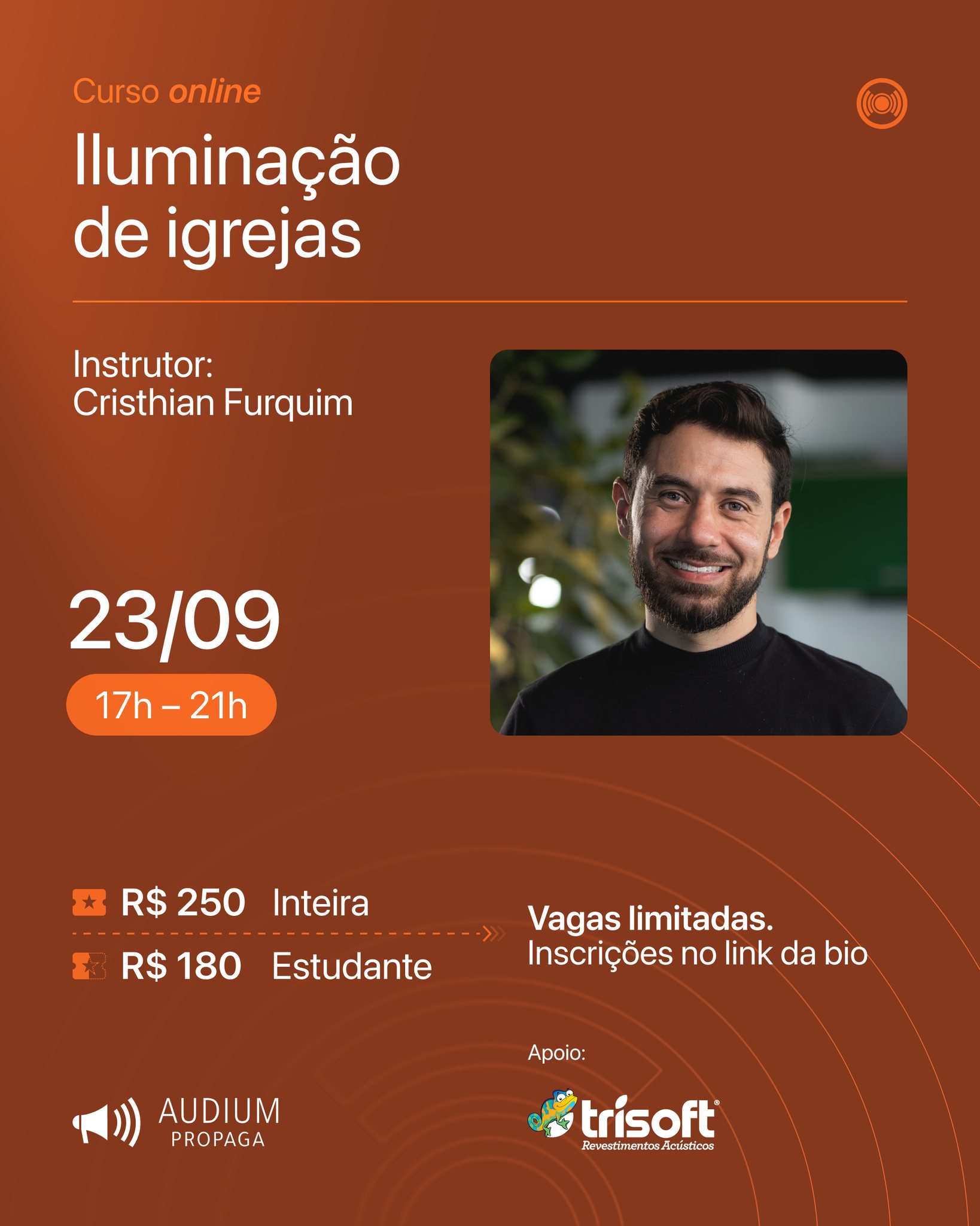 A luz traduz a identidade de um espaço sagrado. Quando bem resolvida, valoriza a arquitetura, elimina sombras indesejadas e apoia na percepção da mensagem.
Neste curso, você aprende a dominar os conceitos fundamentais de iluminação técnica, transformando a teoria em soluções práticas e eficientes, garantindo um resultado visual consistente tanto no templo quanto na transmissão.
Vagas limitadas.
Inscrições no link da bio.