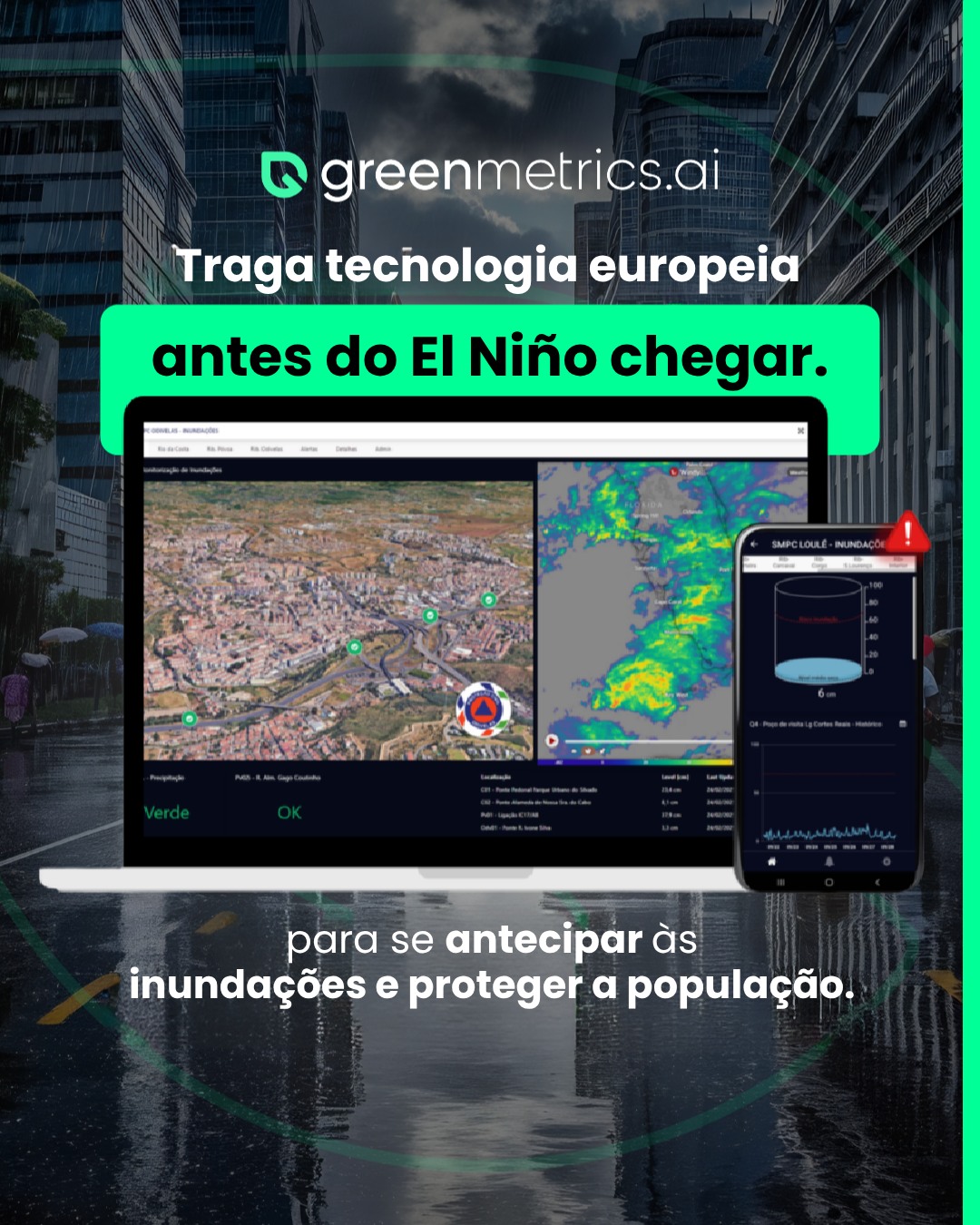 Prefeito, sua cidade está preparada para o próximo evento climático extremo?
Com El Niño intensificando as chuvas em Santa Catarina, a janela entre o alerta e o impacto está cada vez menor. Municípios que ainda dependem de vistorias presenciais e chamadas telefônicas estão operando no limite.
A greenmetrics.ai já monitora pontos críticos de alagamento em tempo real, com alertas automáticos via WhatsApp e SMS, direto para você e a equipe de Defesa Civil.
Sem obras.
Sem licitação complexa.
Com enquadramento em inexigibilidade.
Quer ver como funciona na prática? Chama a gente no DM ou pelo link da bio.
#SmartCities #DefesaCivil #SantaCatarina #GovTech #ResilienciaUrbana #MonitoramentoInteligente #EventosExtremos #ElNino #MudancasClimaticas #greenmetricsai