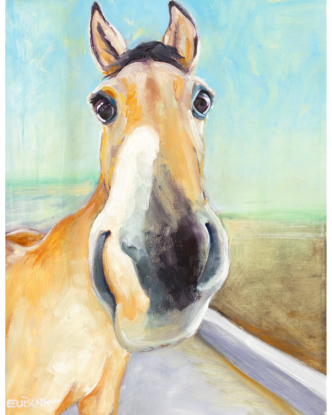 One of my favorite horses to ride!
Danielle Eubank
Possum
Oil on paper
13x10 in
#horse #paintingonpaper #sketch #whimsical #animal #portrait