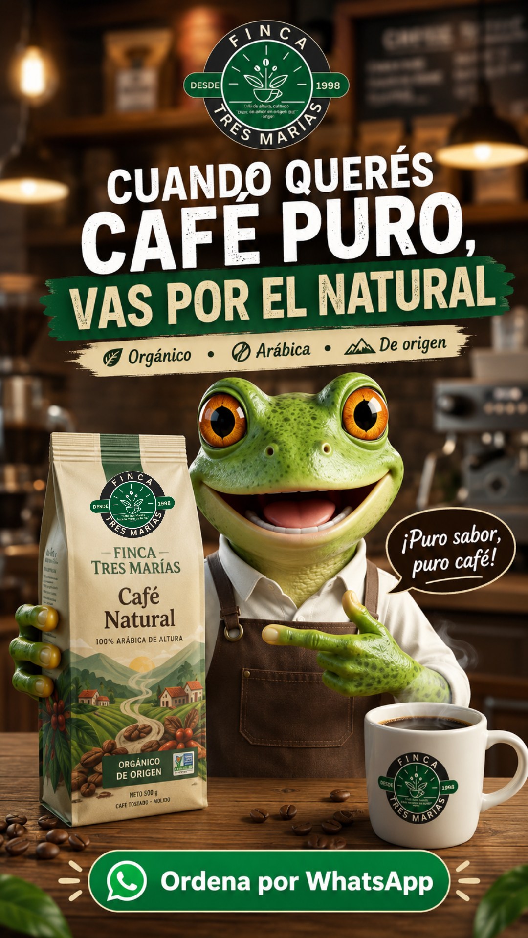 “Cuando querés sentir el café de verdad, vas por el Natural de Finca Tres Marías.”
