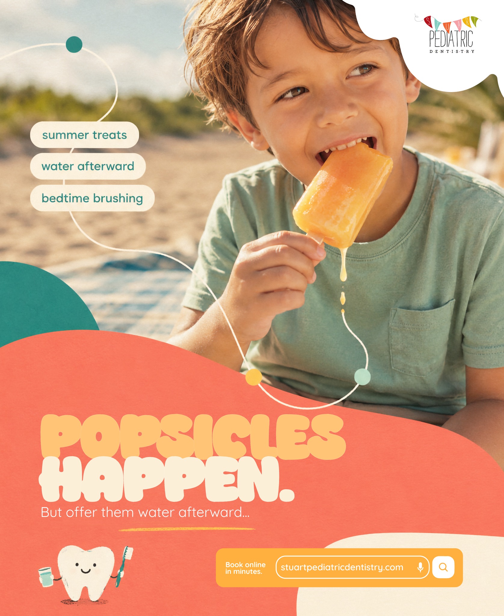 🍦 Popsicles happen... and so do cavities! 😳 But don't worry, we've got your back (and your kiddo's teeth)!
💪 A few simple habits can save the day: 💧 water after treats, 🪥 brushing before bed, and 😁 regular dental visits. It's all about balance... not being a superhero (but let's be real, you're already one to your kids)!
We're here to make healthy habits a breeze for your mini-me's. 📅 Schedule their next visit at stuartpediatricdentistry.com.
#PopsiclesHappen #SummerSmiles #HealthyHabits #PediatricDentistry #StuartPediatricDentistry #FloridaKids #SmileHealthy