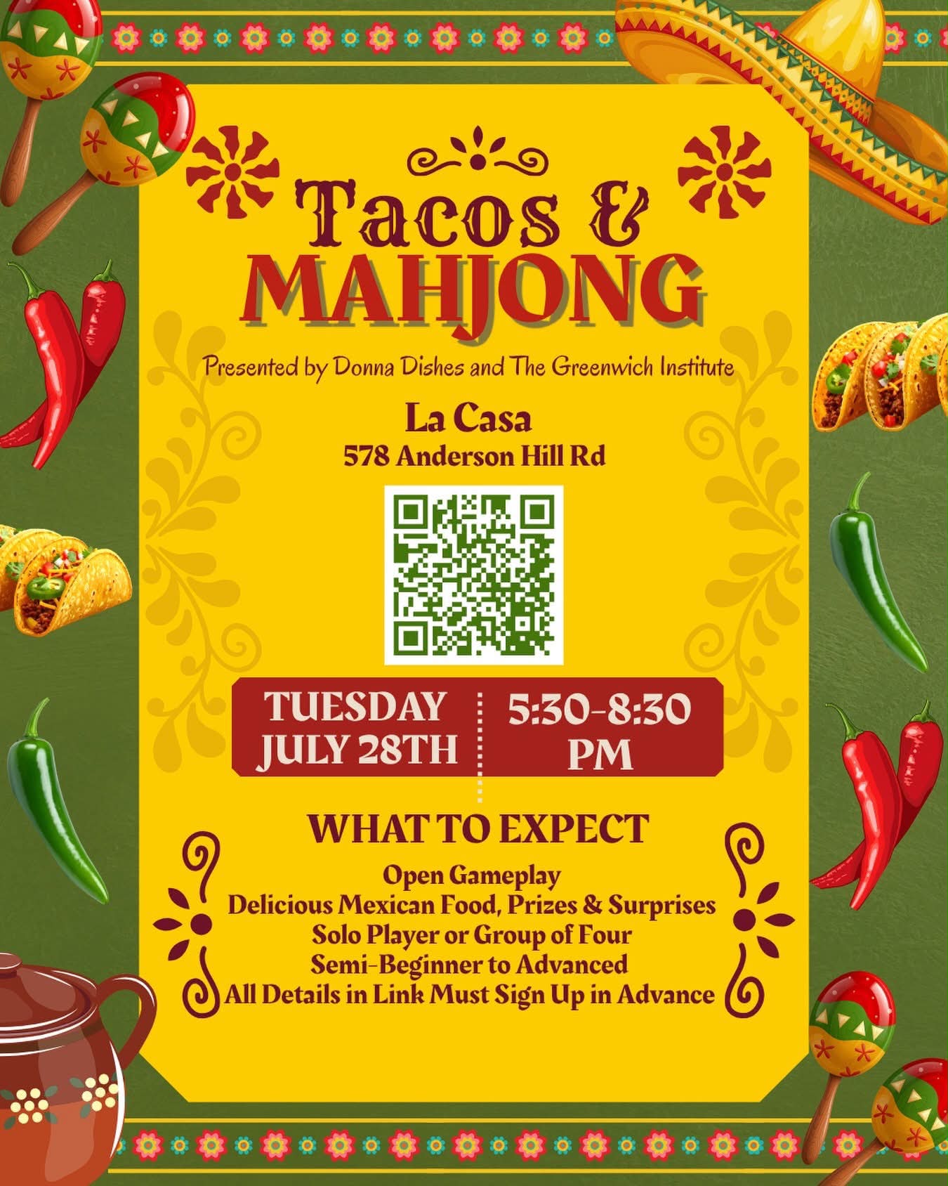 Anyone wants good tacos and mahjong 🙂?