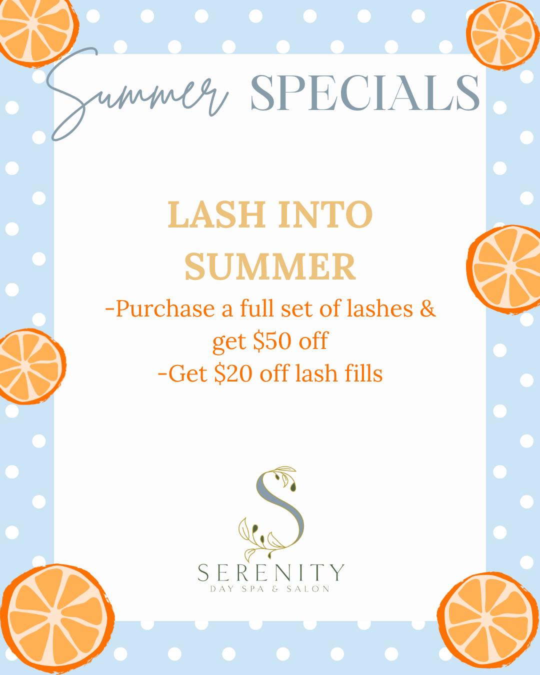 Lash Into Summer ✨
Longer lashes, bigger savings! Now is the perfect time to treat yourself with our Lash Into Summer Special:
🍊 $50 off any full set of lash extensions
🍊 $20 off lash fills
Whether you’re getting lashes for the first time or keeping your current set looking fresh, this is the perfect excuse to book your appointment and enjoy effortless summer glam. 💛
Available for both new and existing clients for a limited time!
Call 870.234.4000 or book online at Sdsmagnolia.com to reserve your appointment. 💫
#SAU #salonandspa #treatyourself #sdsmagnolia #giftsforher