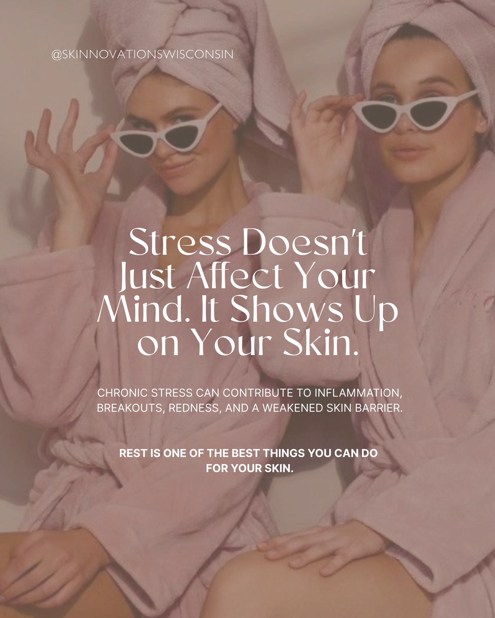 It's Everybody Deserves a Massage Week, and we couldn't agree moređ
Here's something worth knowing: stress doesn't just live in your shoulders.
When we're chronically stressed, our bodies produce more cortisol, which can affect everything from breakouts to skin barrier health.
Translation? Rest really is a form of skincare. So whether it's a massage, a quiet evening, or simply a few deep breaths, give yourself permission to slow down this week. Your skin (and the rest of you) will thank you.
#Skinnovations #NursePractitioner #Wausau #Minocqua #MedSpa #MedicalAesthetics