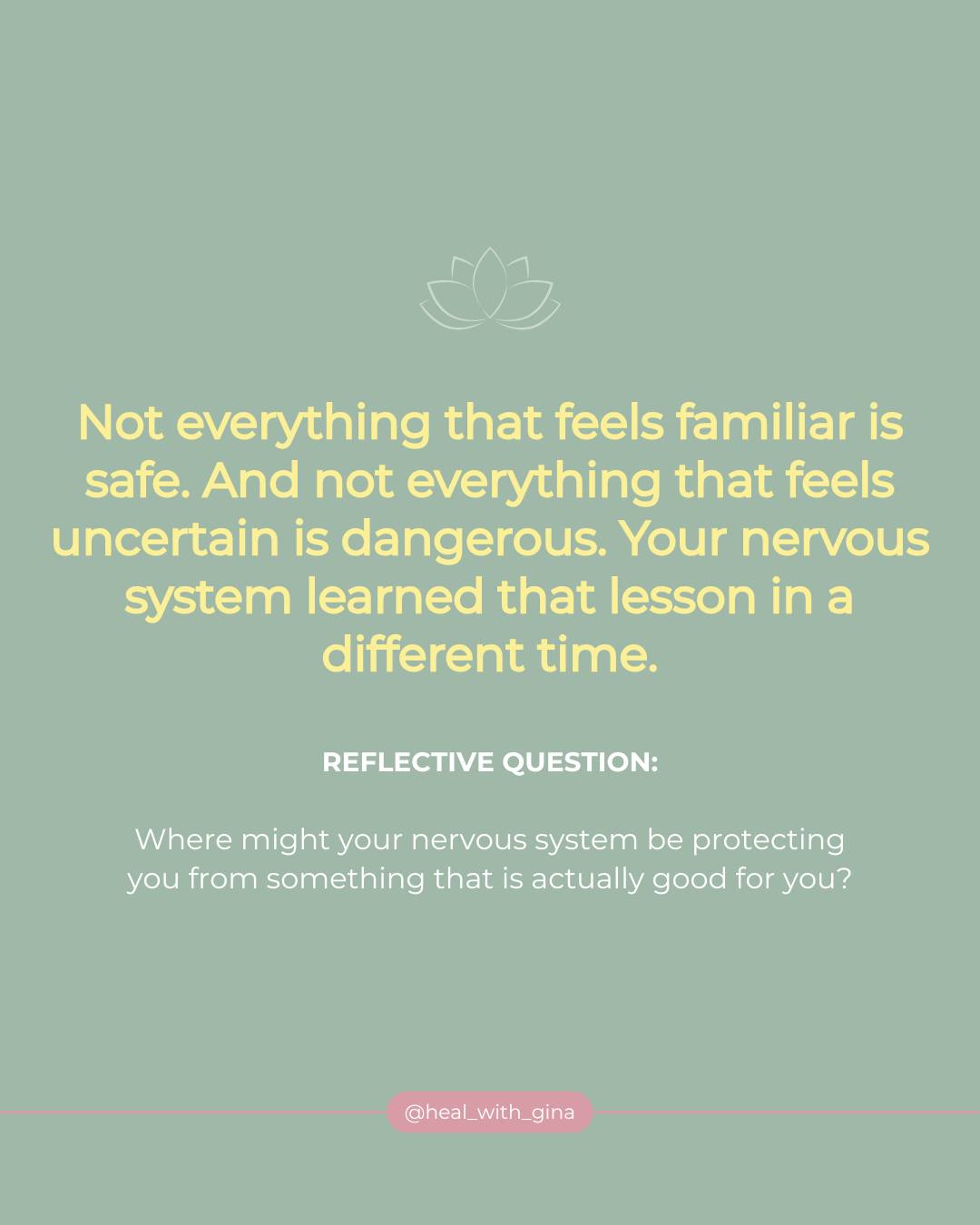 Your nervous system is remarkable.
It learned, very early on, what was safe and what wasn't. It built a map — based on your experiences, your environment, the people around you.
And it has been using that map ever since.
The problem is — maps need to be updated.
What felt dangerous then (conflict, change, vulnerability, being seen) might not be dangerous now.
What felt familiar and therefore "safe" then might actually have been the very thing that hurt you.
This is why healing isn't just a mindset shift. It's a body shift.
It's teaching your nervous system, slowly and repeatedly, that it's okay to relax. That you can handle conflict without it meaning abandonment. That change doesn't mean catastrophe. That being seen is survivable.
That's the work. It's patient work. Gentle work.
And it's some of the most important work you'll ever do.
#NervousSystemHealing #TraumaInformedCoaching #HealWithGina #SomaticHealing #NervousSystemRegulation #PolyvagalTheory #WomenHealing #BodyHealing #TherapistOfInstagram #HealingJourney