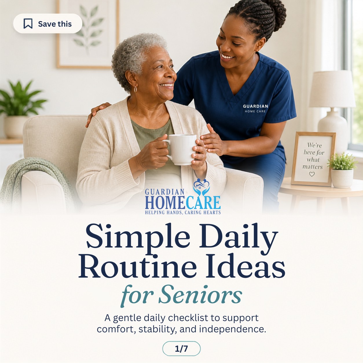Simple daily routines can help seniors feel more comfortable, confident, and supported at home. 💙
A calm morning check-in, regular meals, hydration, gentle movement, rest, and meaningful connection can bring structure and reassurance throughout the day.
These routines do not have to be complicated. Small, consistent steps can make everyday life feel safer and more manageable.
If you have noticed changes in your loved one’s routine, Guardian Home Care is here to help your family with compassionate in-home support.
📞 (260) 255-6034
🌐 myguardiancares.com
#GuardianHomeCare #SeniorCareTips #DailyRoutines #HomeCareSupport #AgingAtHome #SeniorIndependence #FortWayneHomeCare