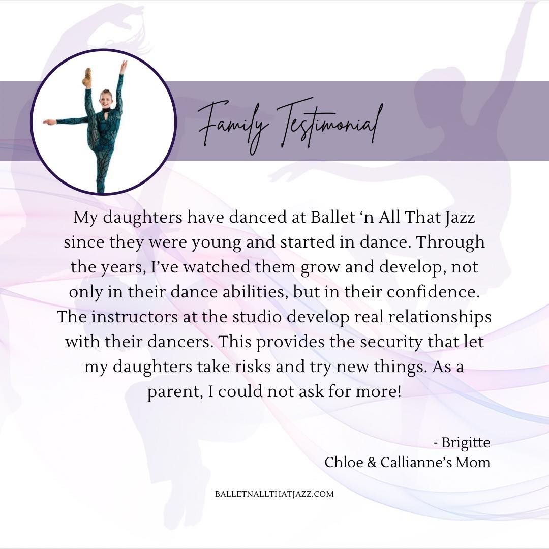 Testimonial Tuesday - these beautiful dancers are BATJ grads π We miss you both! π€ #balletnallthatjazz