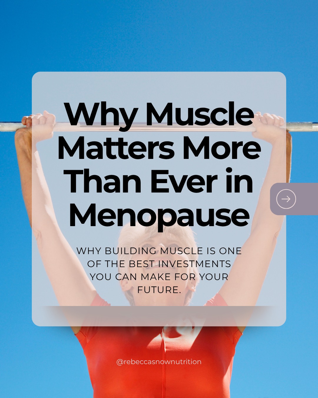 Most women think menopause is about hot flashes.
But one of the biggest changes happening behind the scenes is the gradual loss of muscle mass.
This process, called sarcopenia, doesn't just affect how strong you feel. Muscle plays an important role in blood sugar regulation, metabolism, bone health, balance, and healthy aging.
The good news?
This isn't about becoming a bodybuilder. It's about giving your muscles a reason to stay.
That means:
💪 Resistance training
🍳 Eating enough protein
🚶 Staying active throughout the day
😴 Prioritizing recovery
Think of muscle as your retirement account for healthy aging. The deposits you make today pay dividends for decades to come.
If you've noticed that carrying groceries feels harder than it used to or you're not as strong as you once were, your body isn't failing you. It's simply asking for a different approach.
I dive deeper into why muscle matters in menopause and practical ways to preserve it in the latest blog. Link is below or in our bio!
https://www.rebeccasnow.com/post/menopause-muscle-mass-sarcopenia
#Perimenopause #Menopause #HealthyAging #StrengthTraining