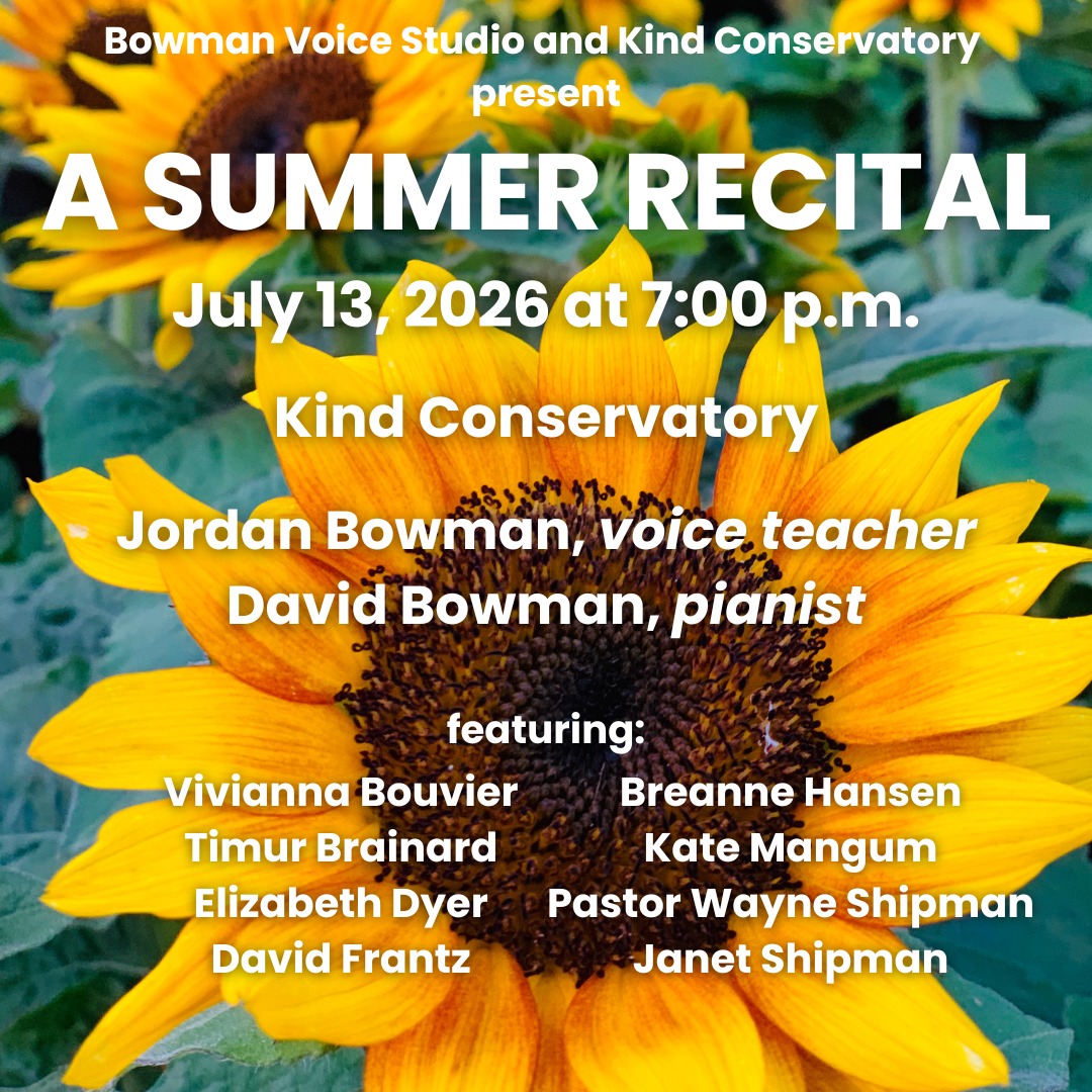 Our second summer recital takes place this evening for the first time in the new @kindconservatory location! Art songs, arias, oratorio, and musical theater!